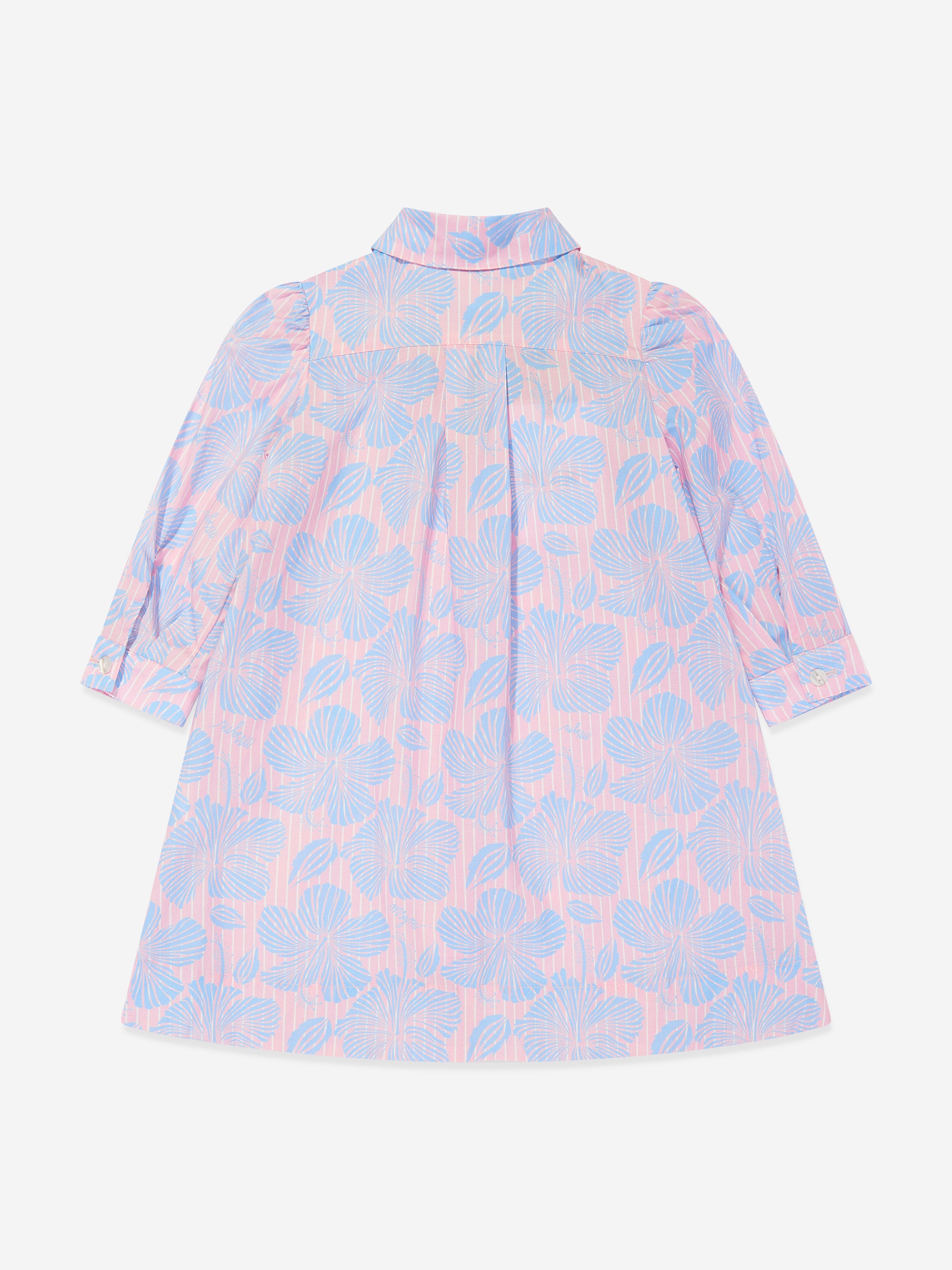 MSGM Girls Poplin Shirt Dress in Blue