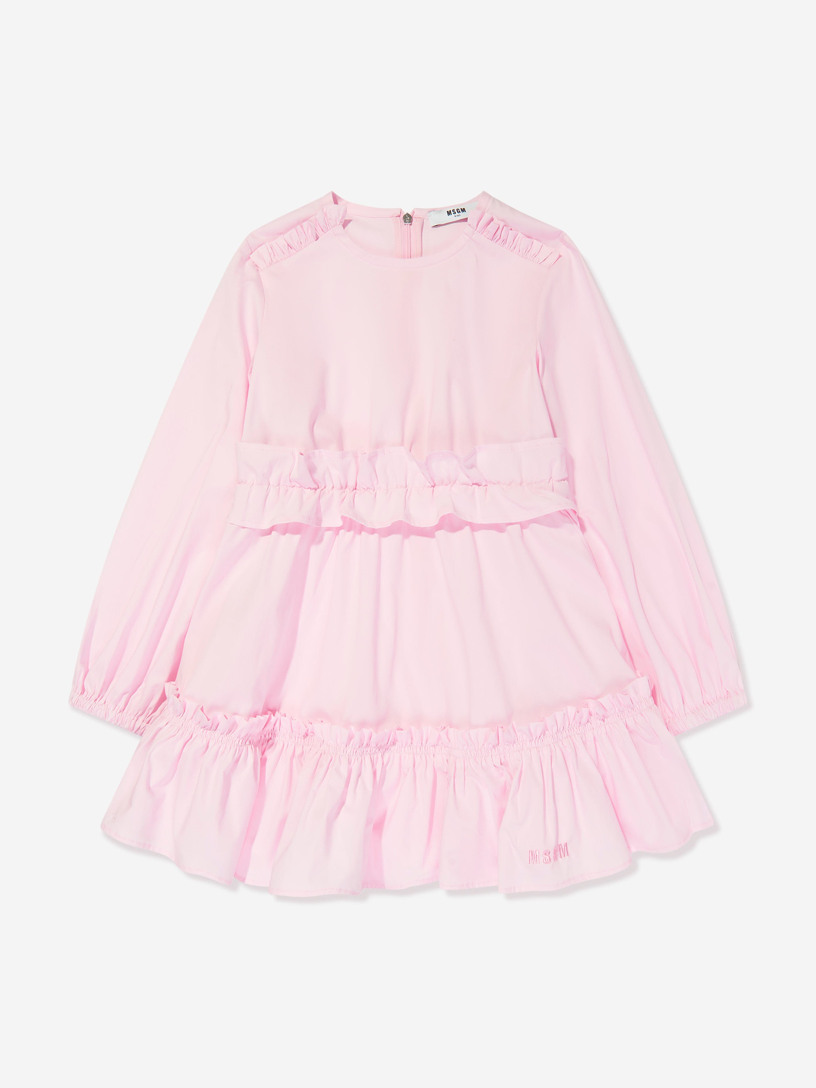 MSGM Girls Poplin Dress in Pink