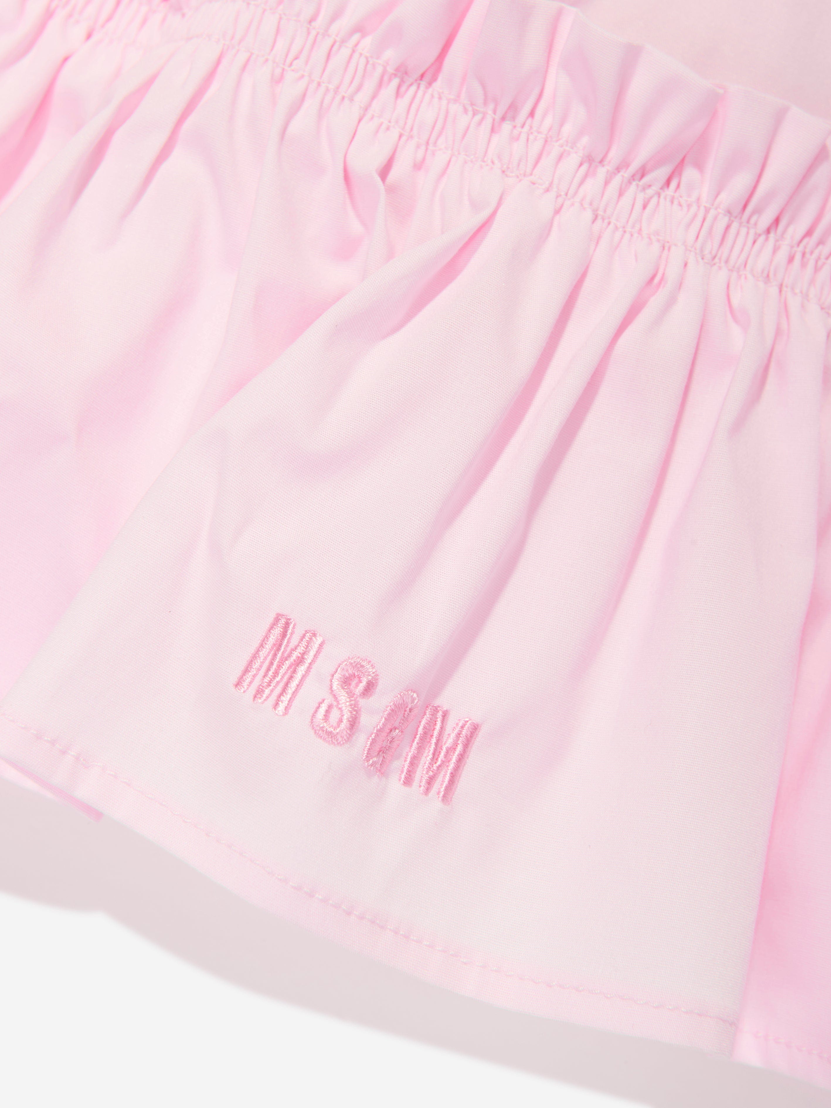 MSGM Girls Poplin Dress in Pink