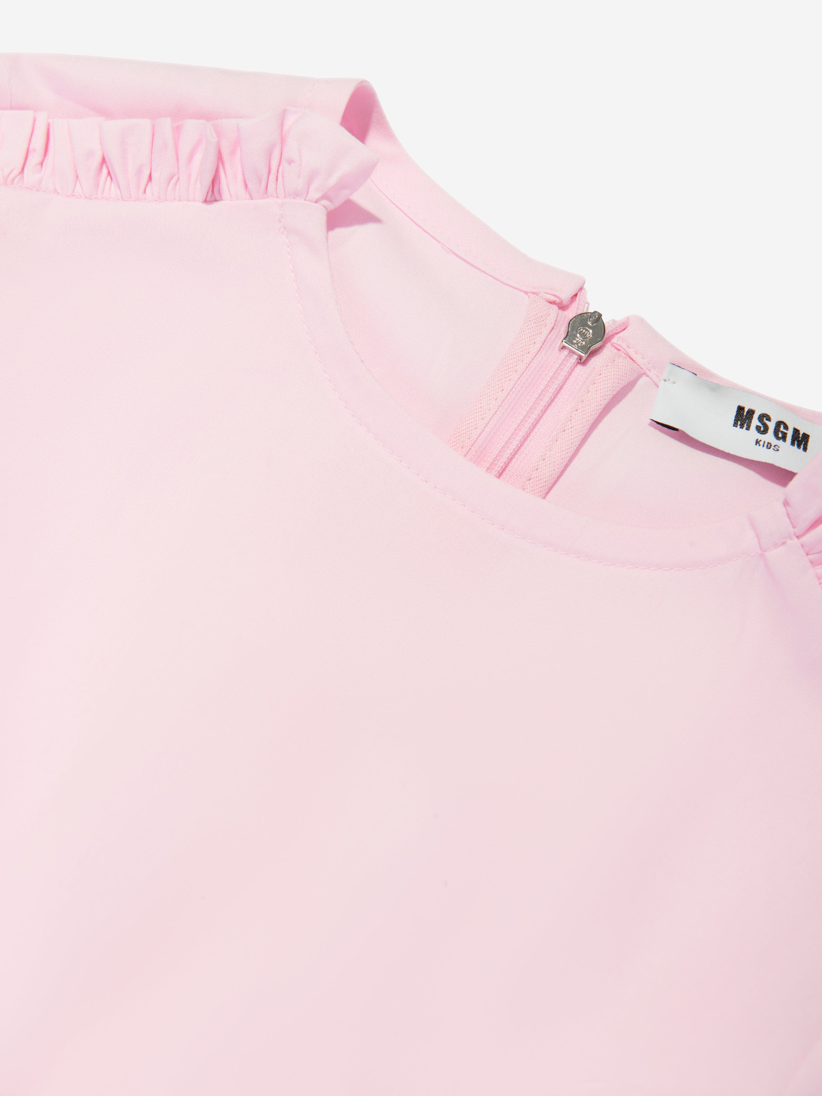 MSGM Girls Poplin Dress in Pink