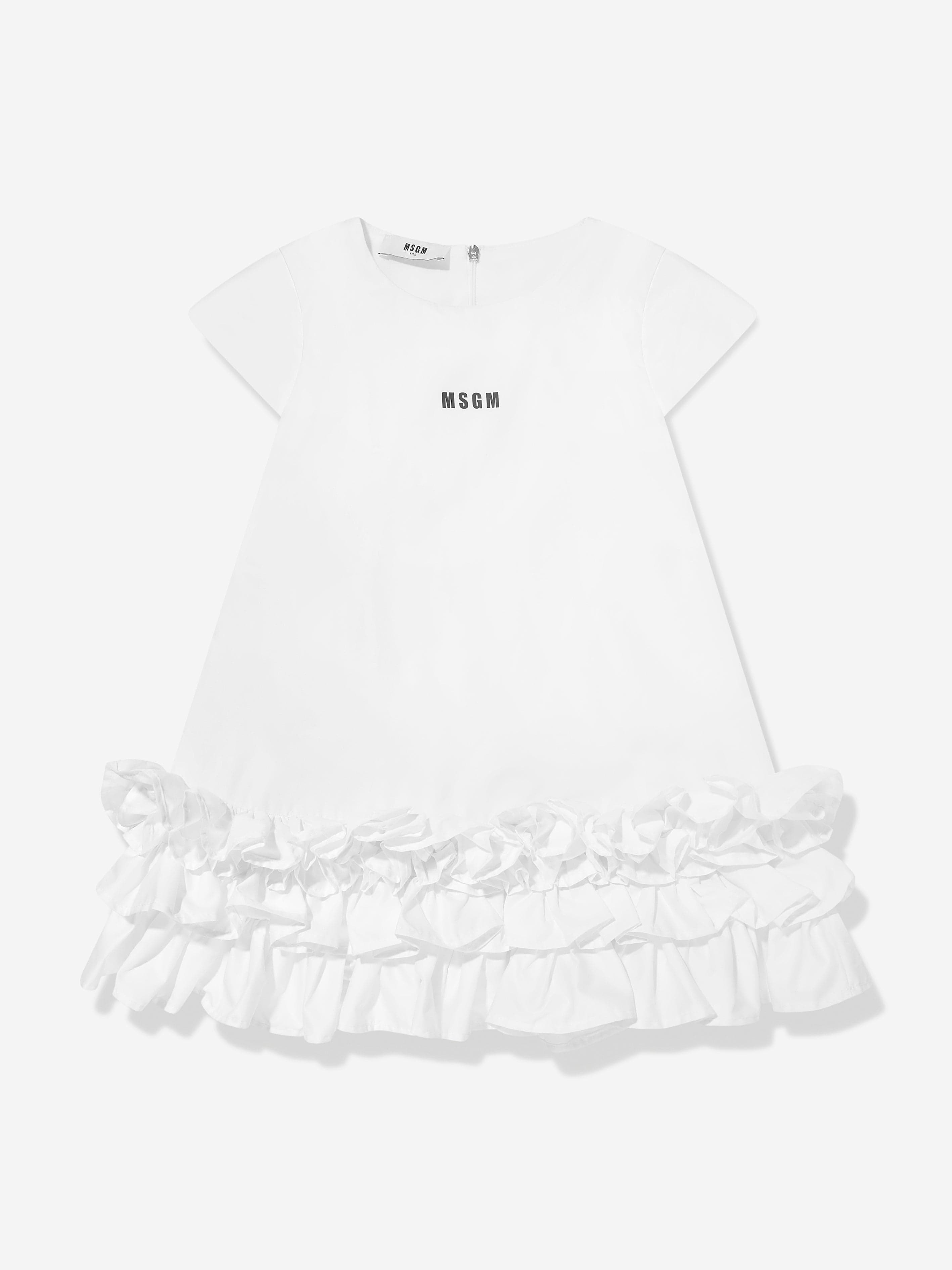 MSGM Girls Poplin Dress in White