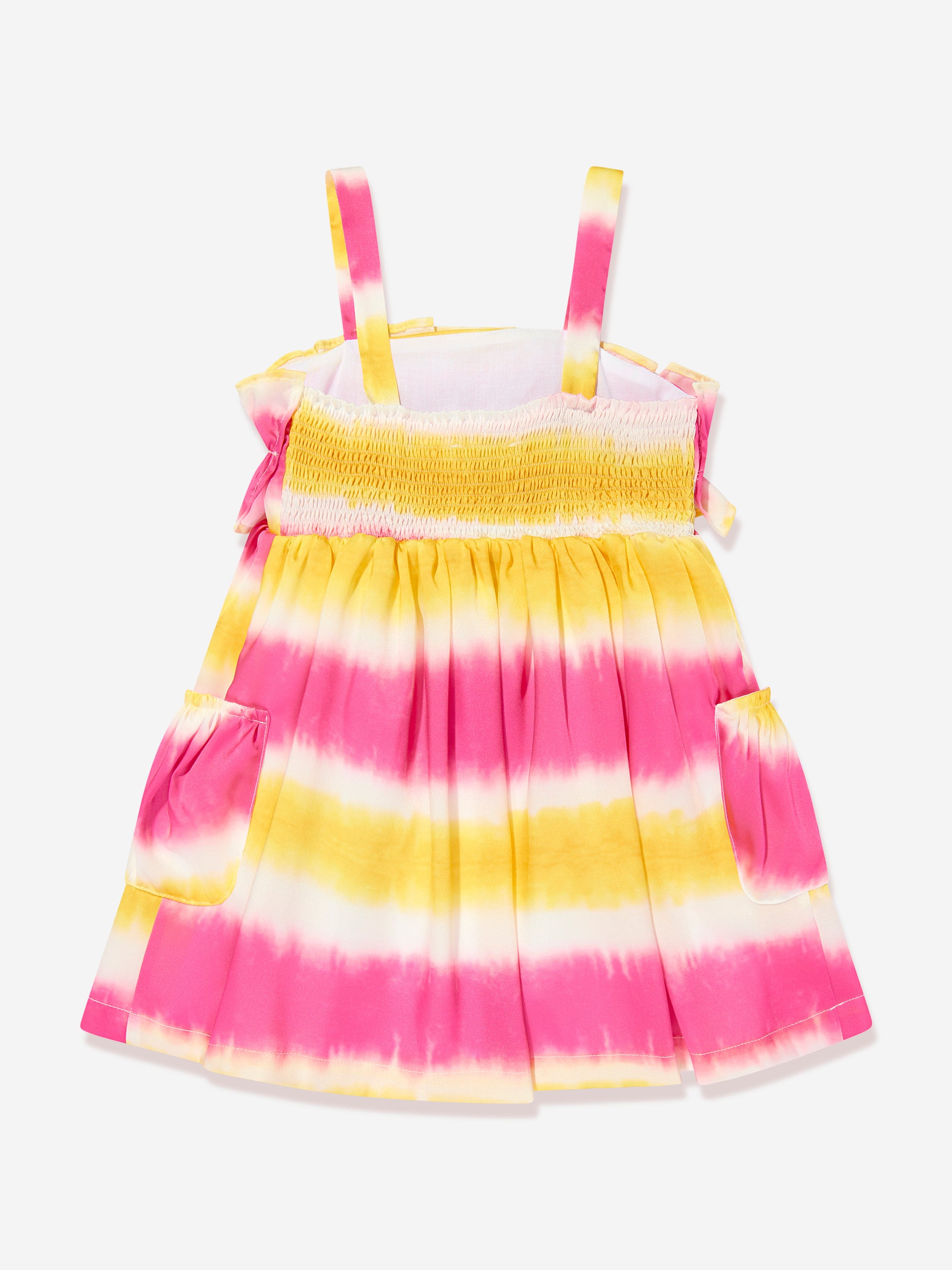 MSGM Girls Twill Striped Dress in Pink