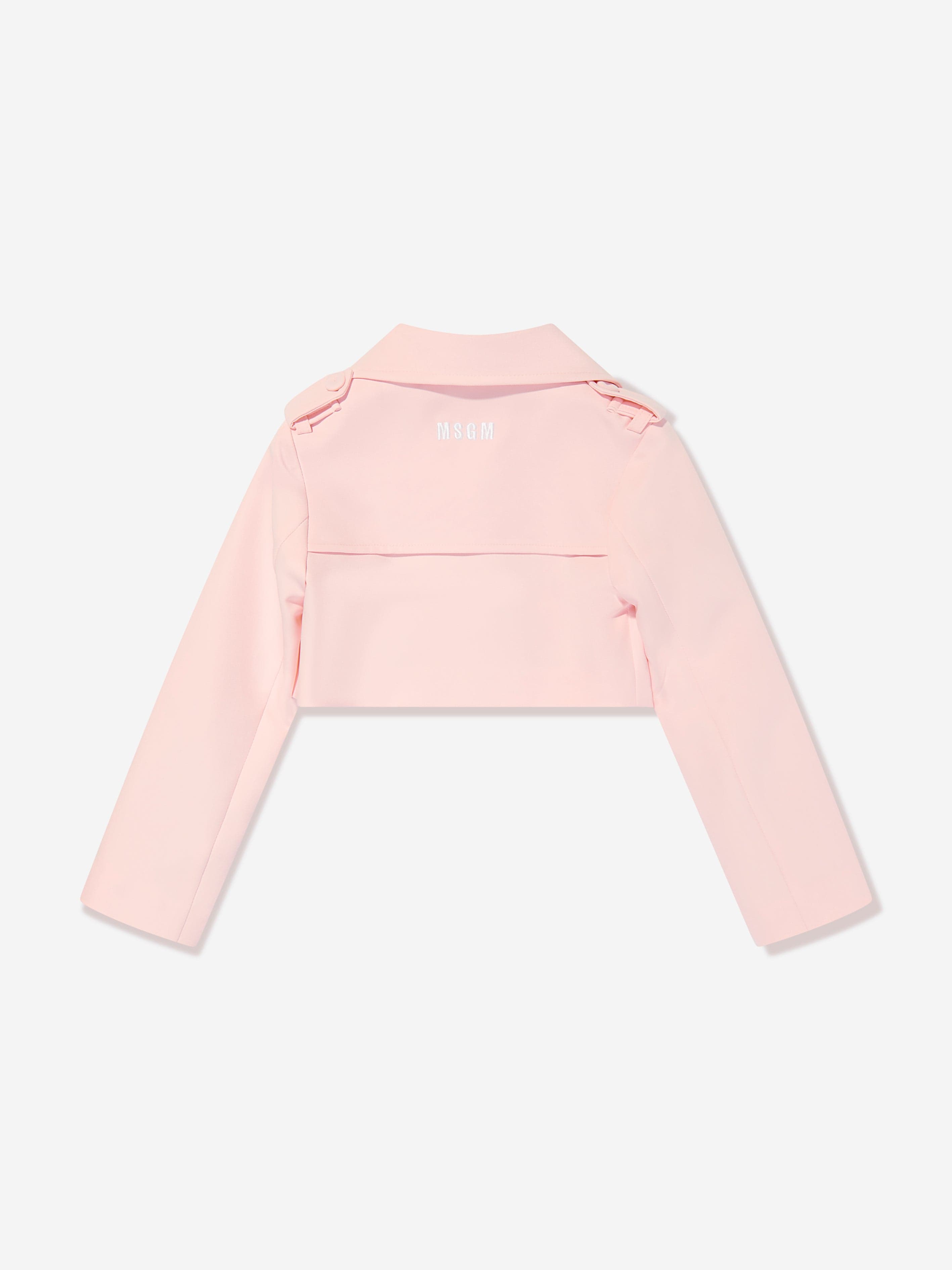 MSGM Girls Technical Fabric Jacket in Pink