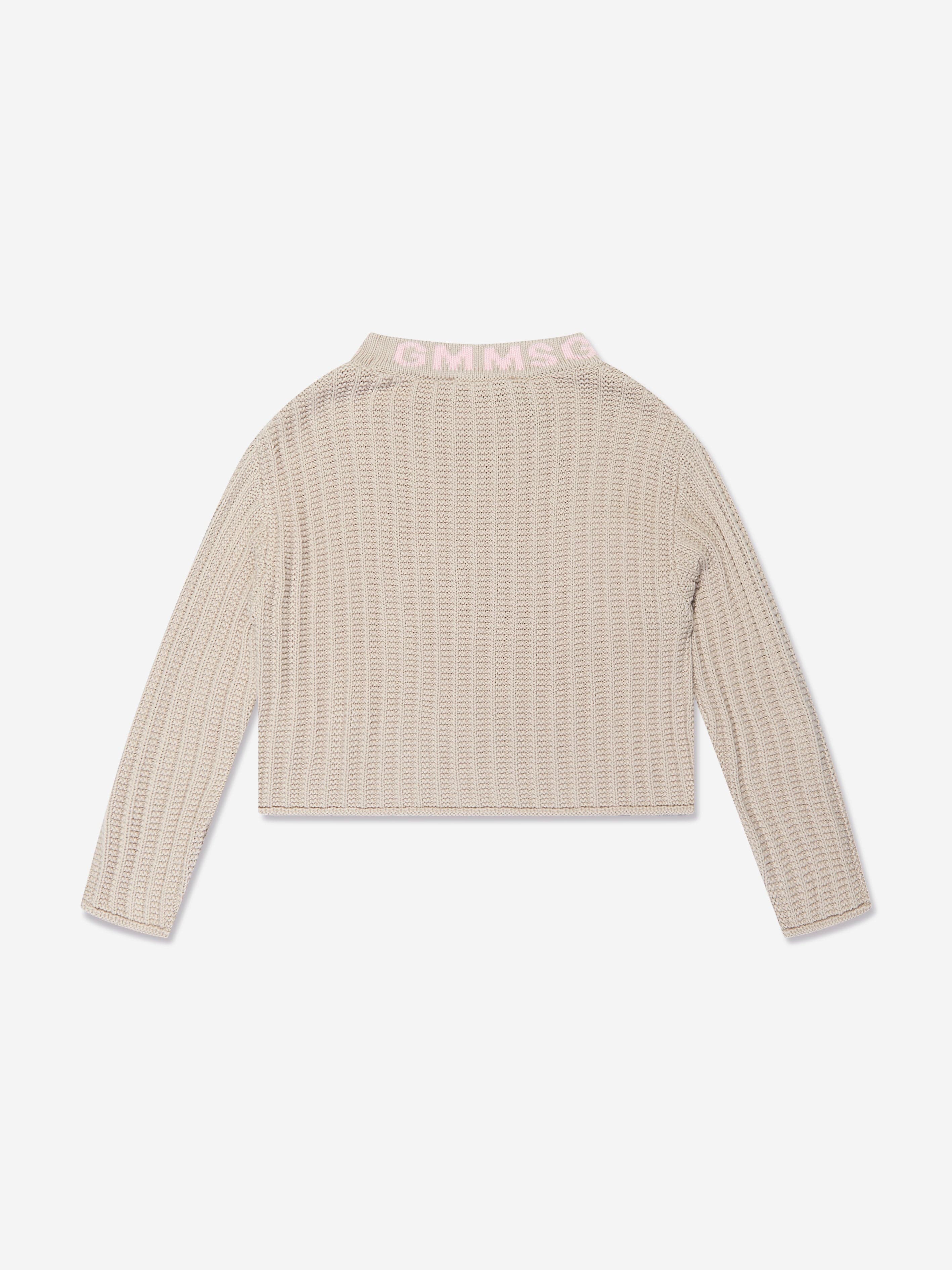 MSGM Girls Knitted Jumper in Beige