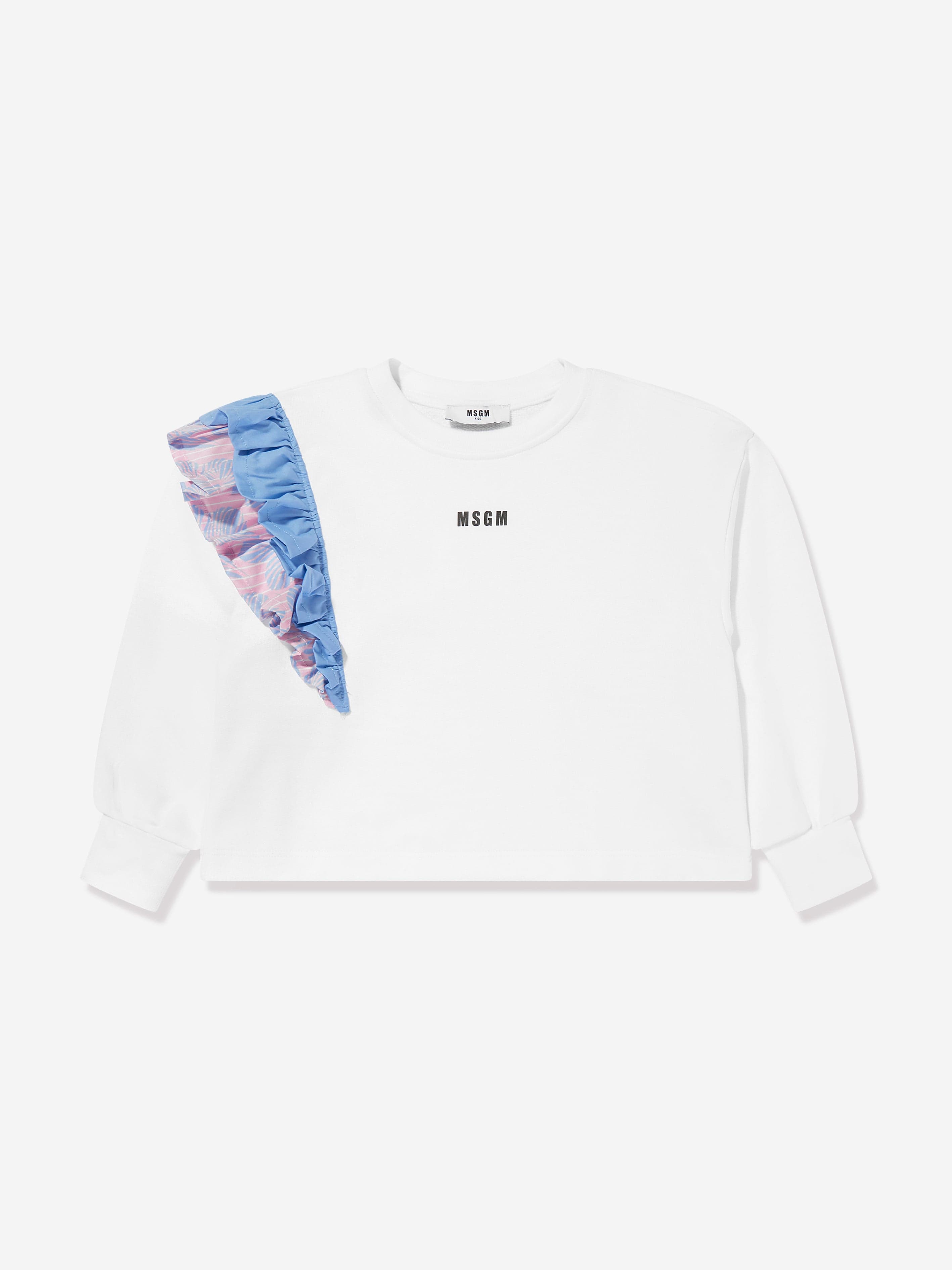 MSGM Girls Ruffle Sweatshirt in White