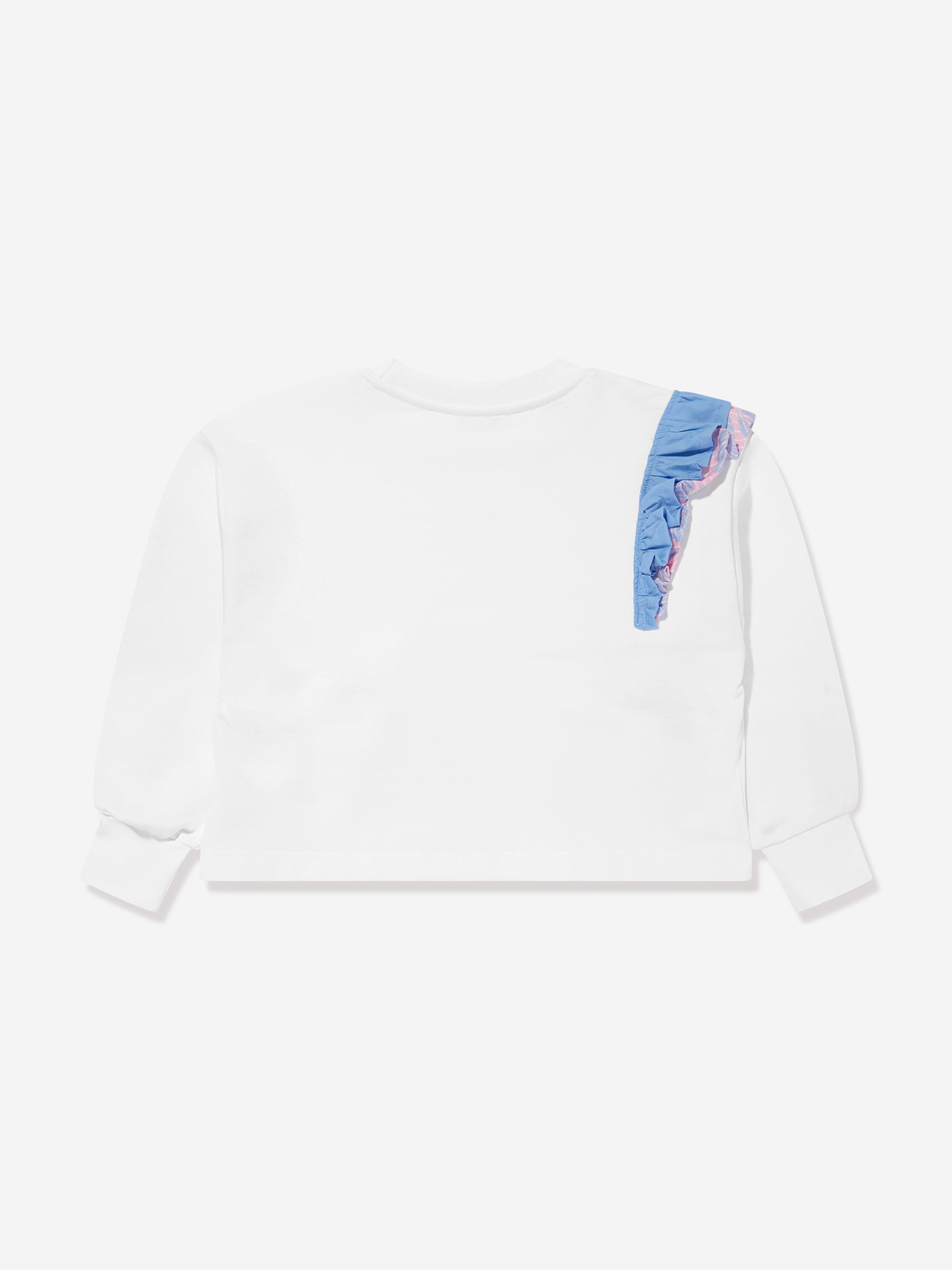 MSGM Girls Ruffle Sweatshirt in White