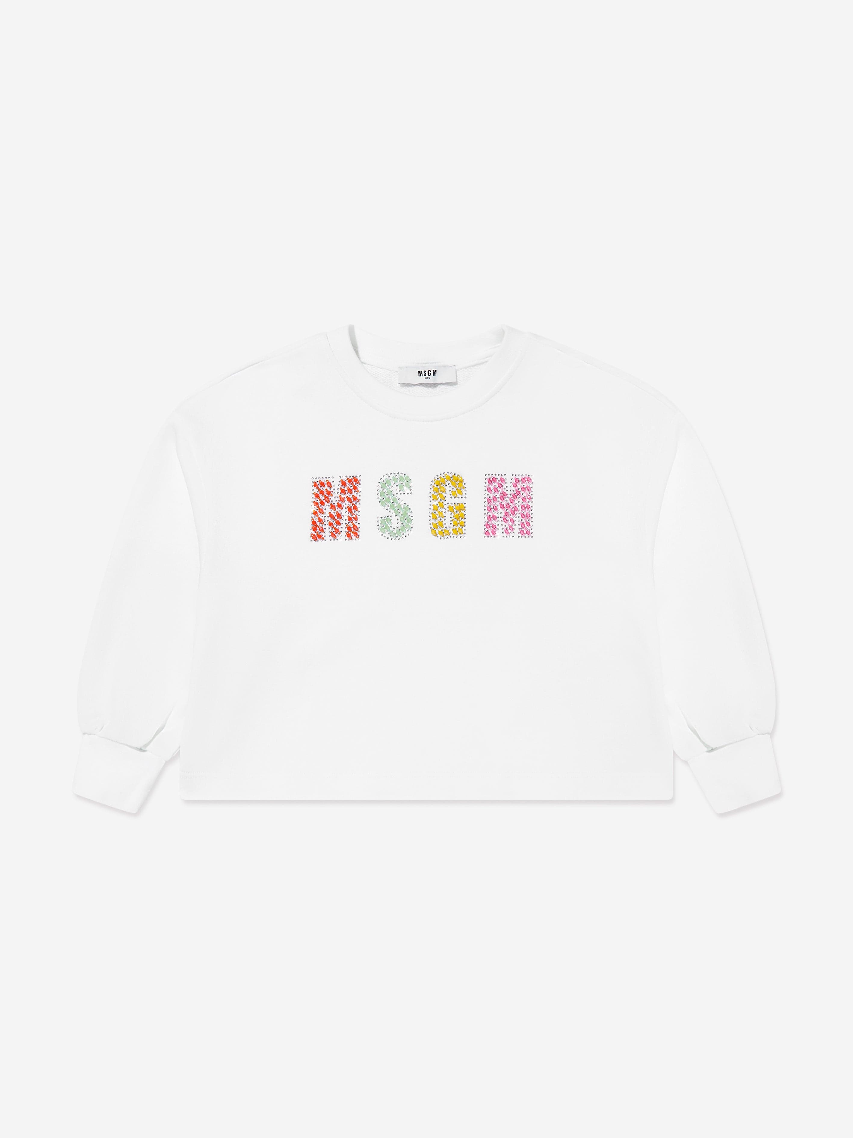 MSGM Girls Logo Sweatshirt in White