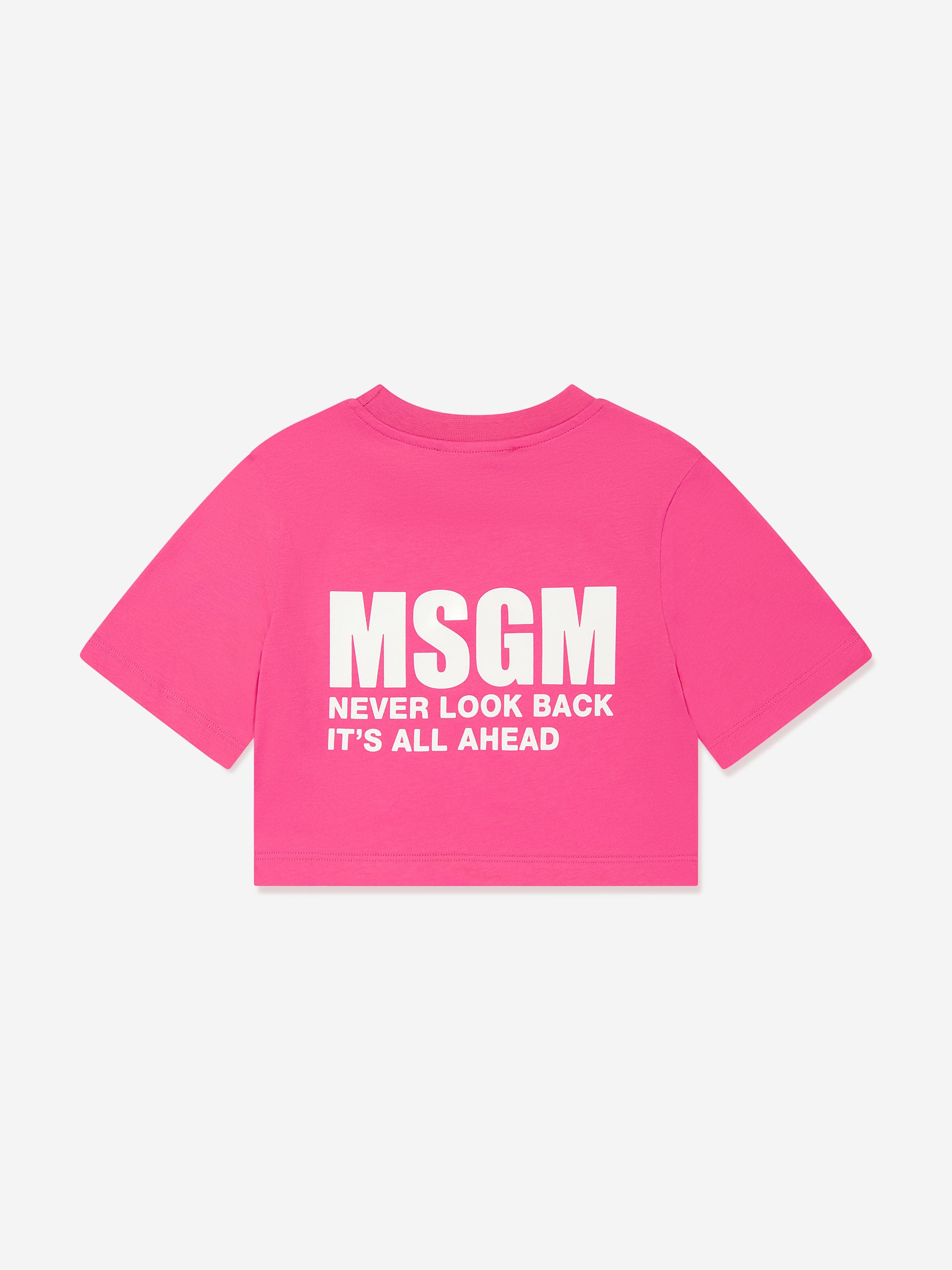 MSGM Girls Cropped T-Shirt in Pink