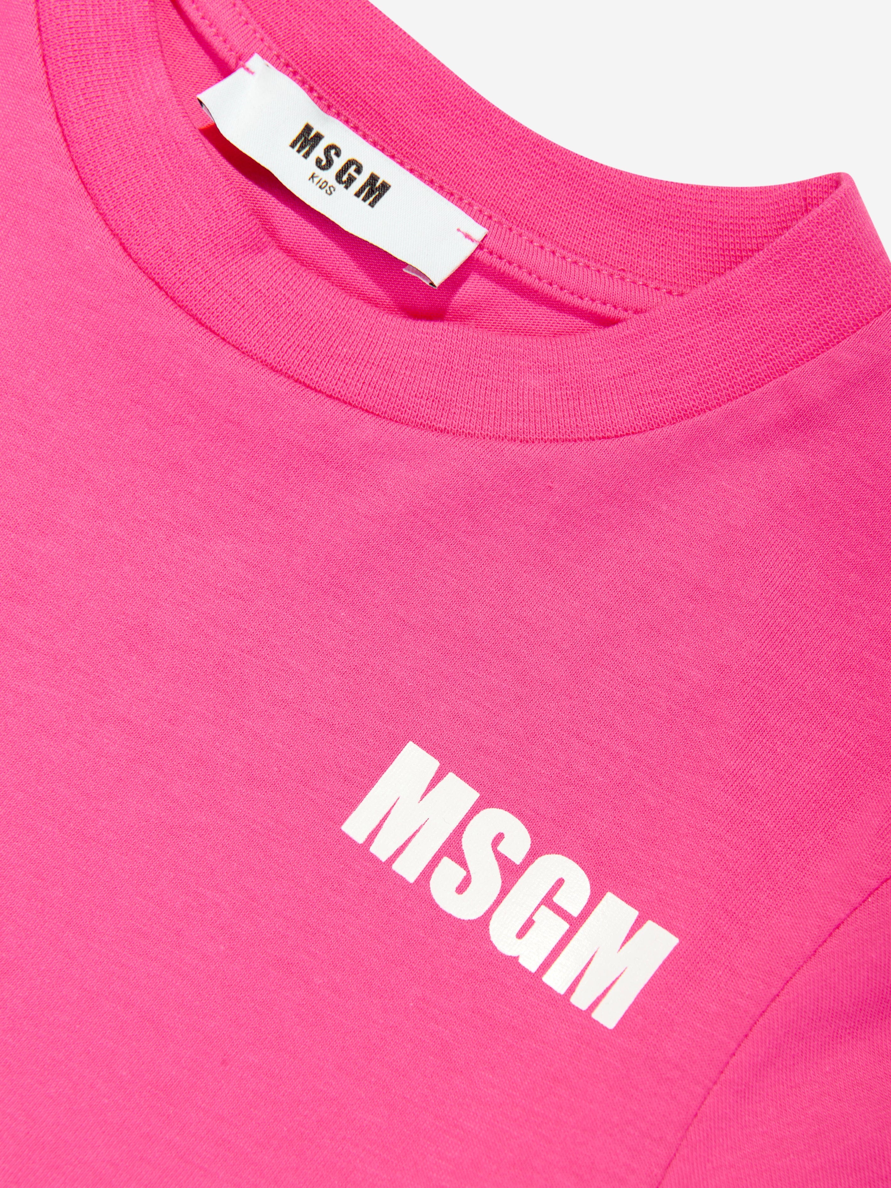 MSGM Girls Cropped T-Shirt in Pink