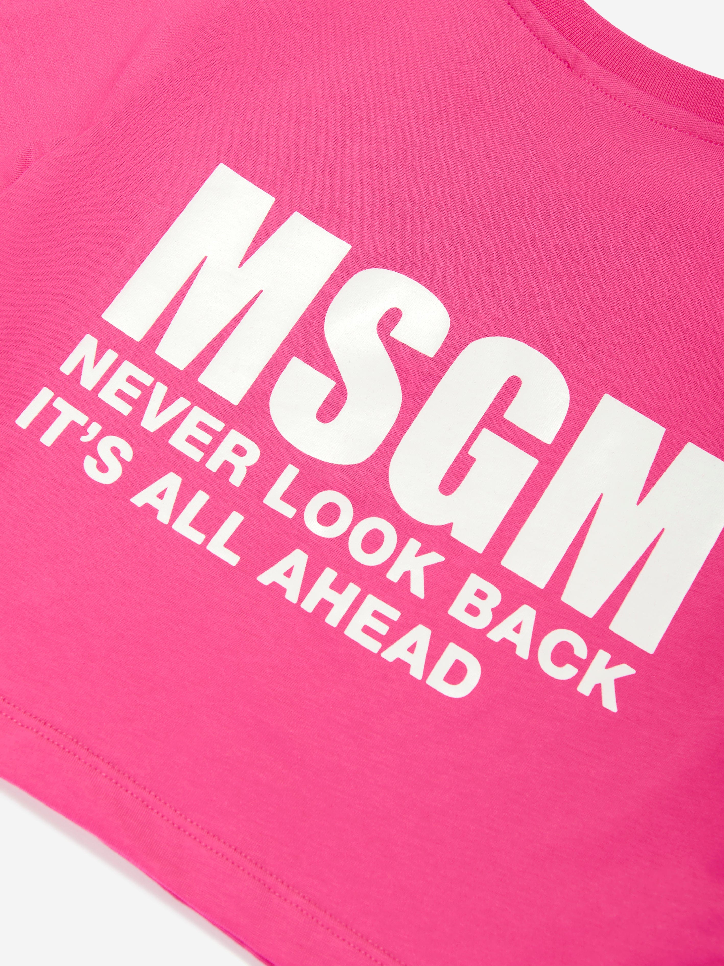 MSGM Girls Cropped T-Shirt in Pink