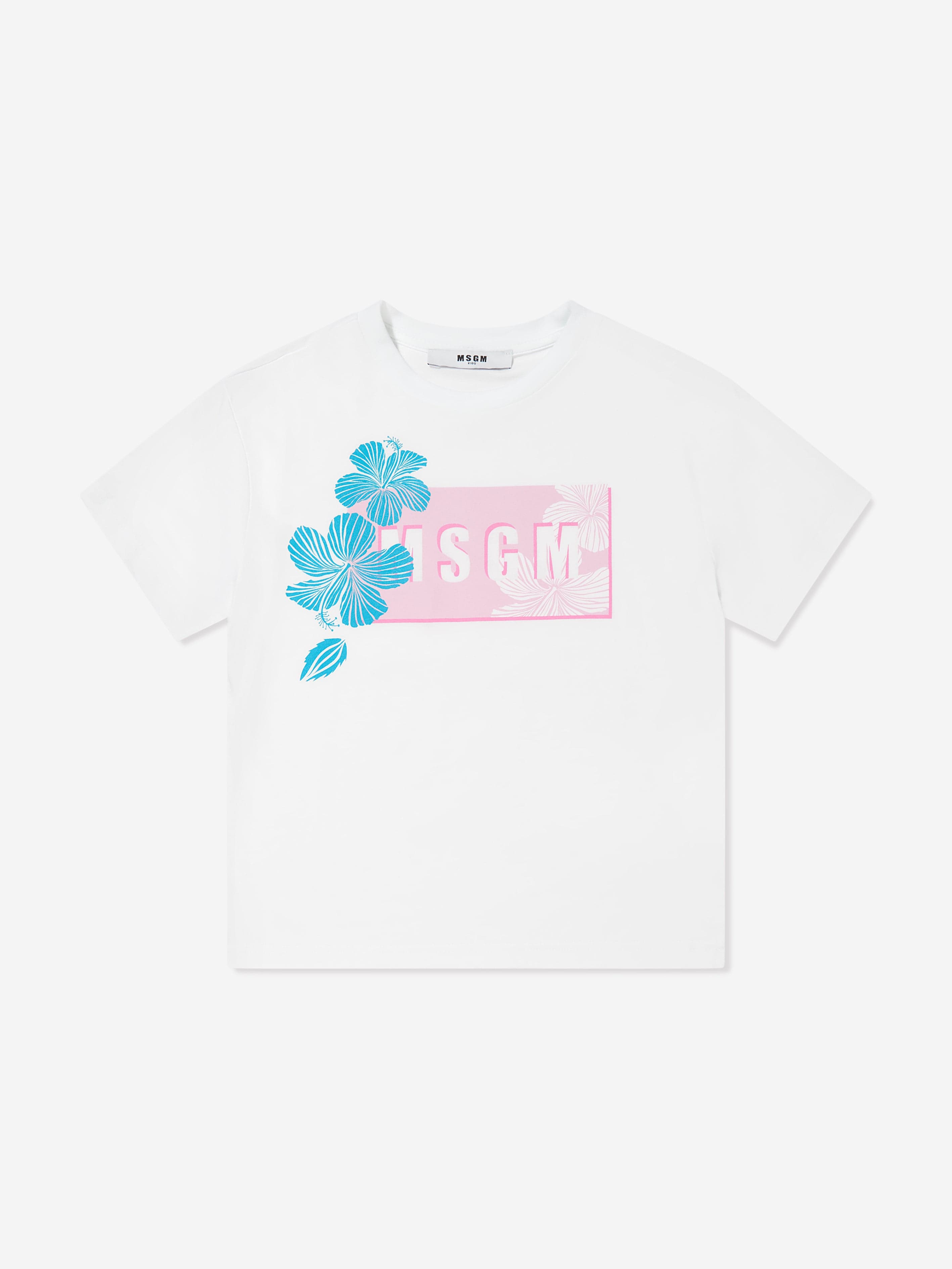 MSGM Girls Jersey Logo T-Shirt in White