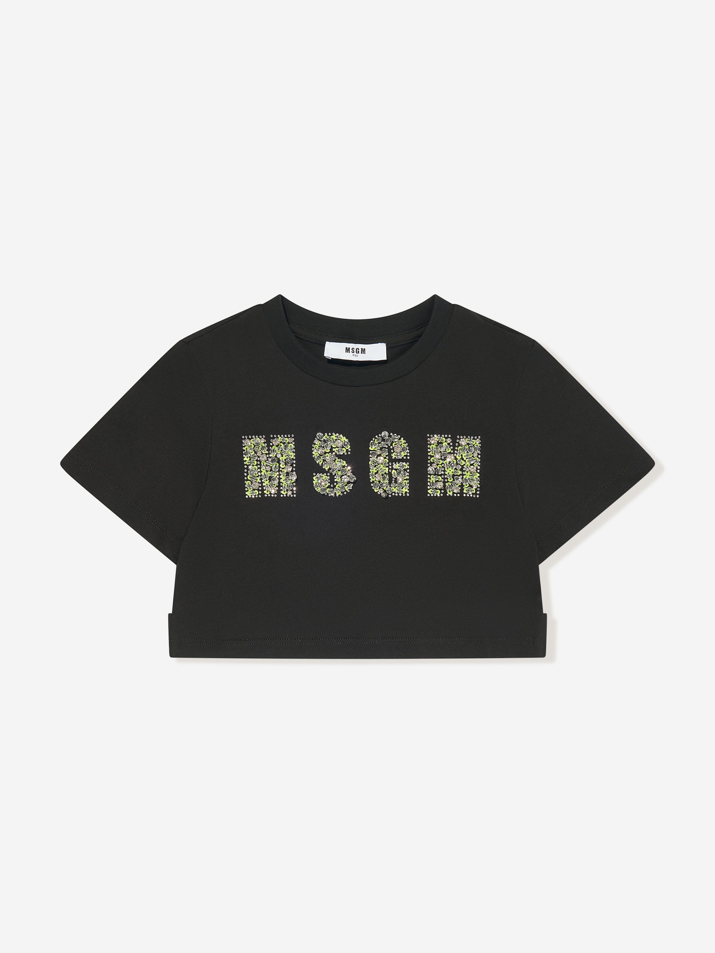 MSGM Girls Jersey Logo T-Shirt in Black