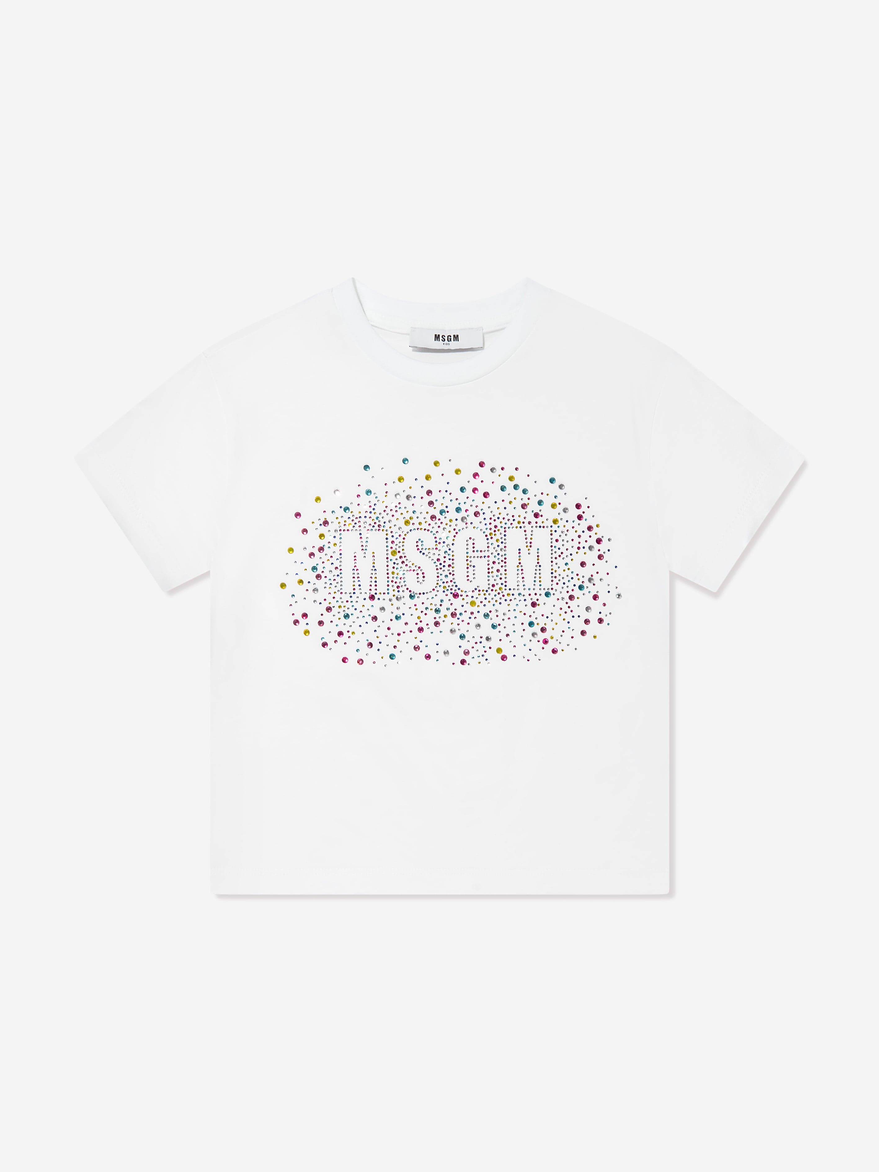 MSGM Girls Jersey Logo T-Shirt in White