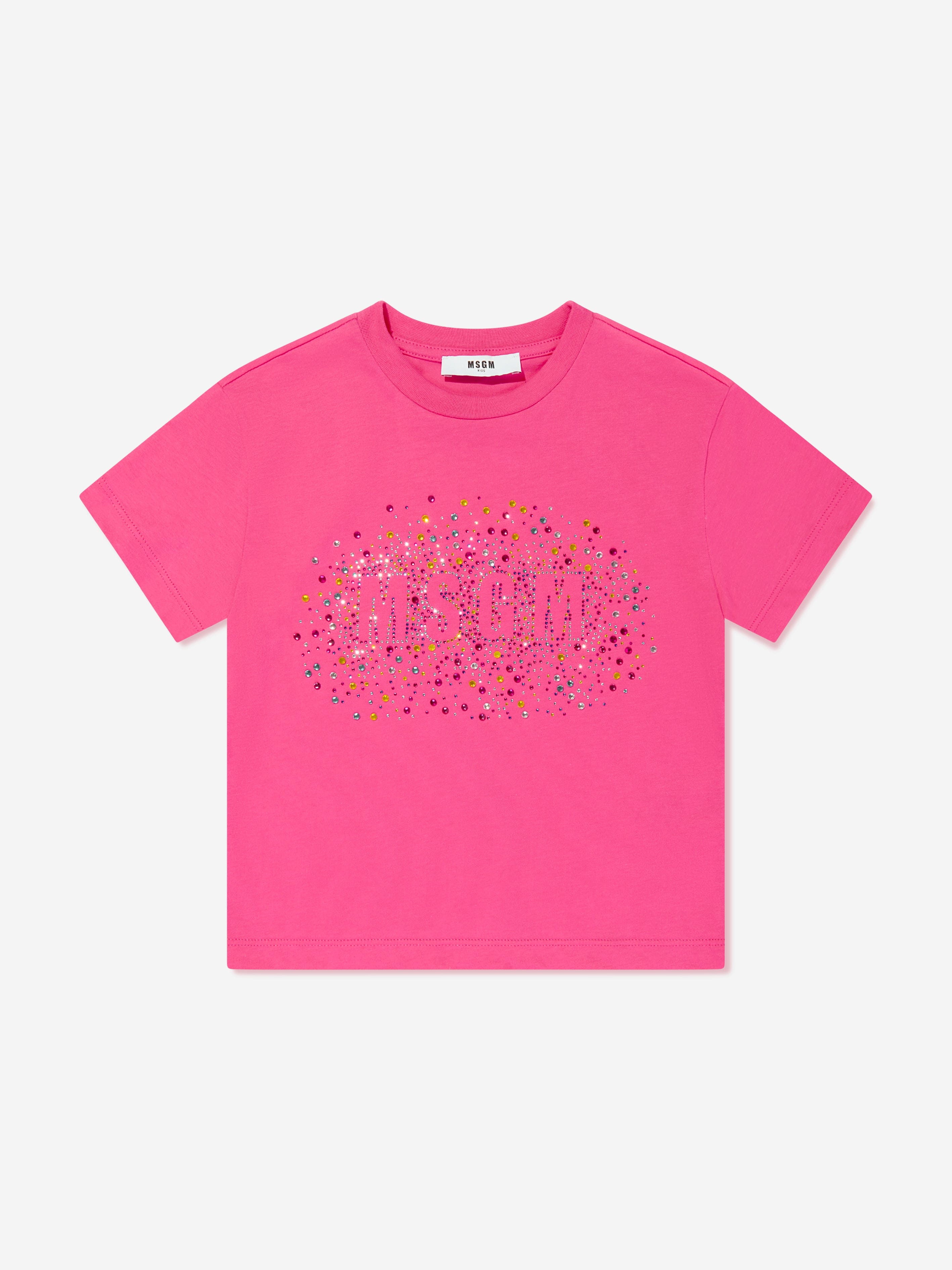 MSGM Girls Jersey Logo T-Shirt in Pink