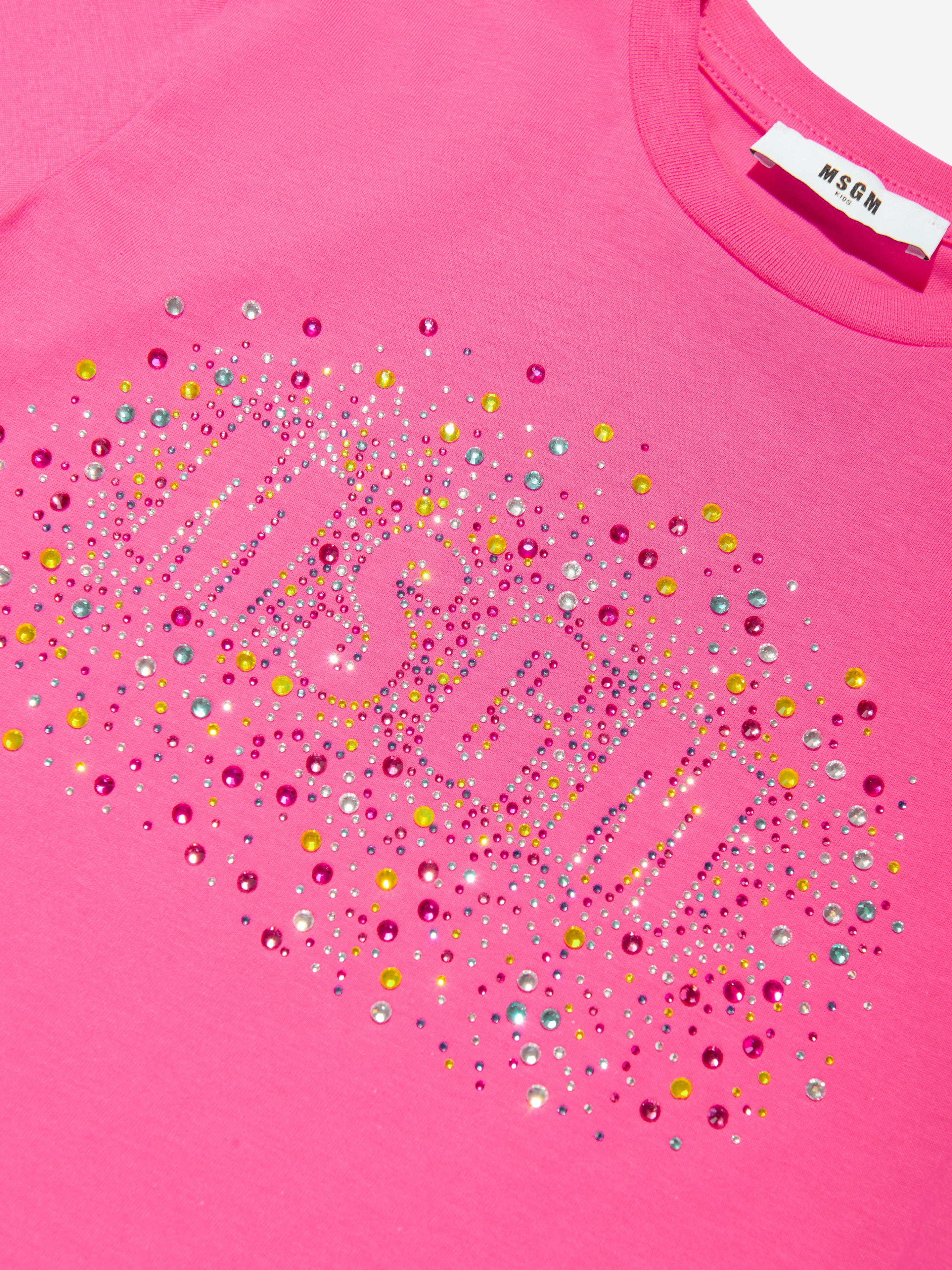 MSGM Girls Jersey Logo T-Shirt in Pink