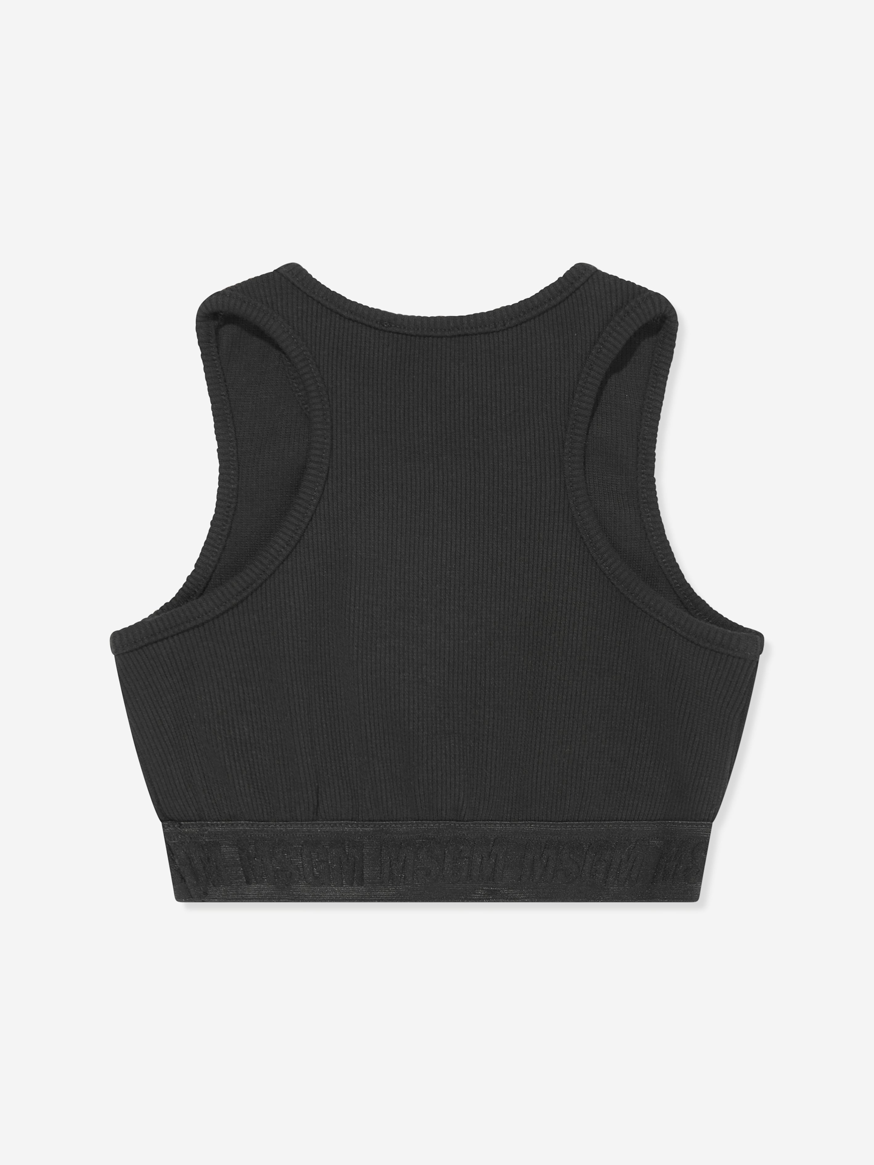 MSGM Girls Ribbed Crop Top in Black