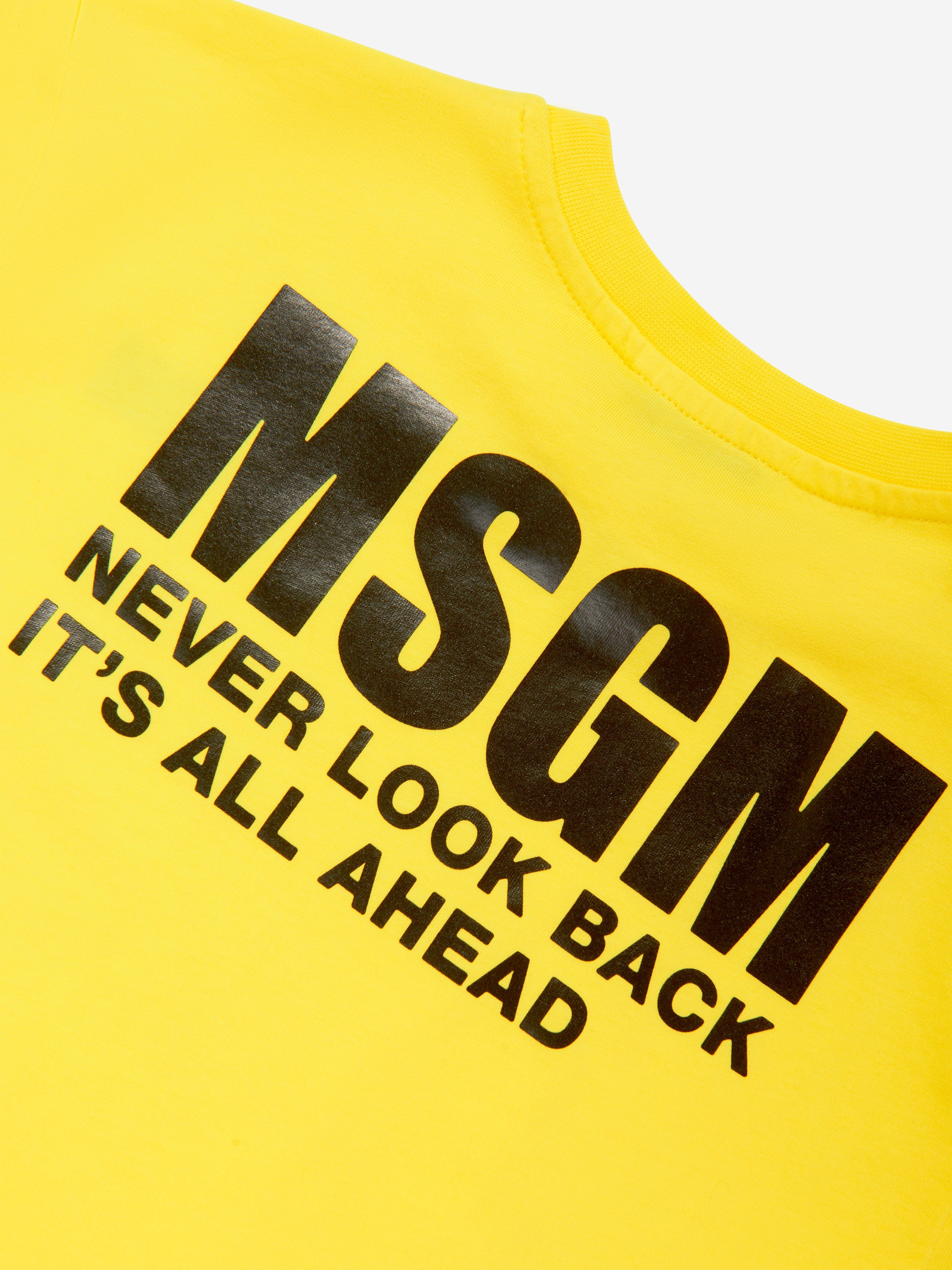 MSGM Kids Jersey Logo T-Shirt in Yellow