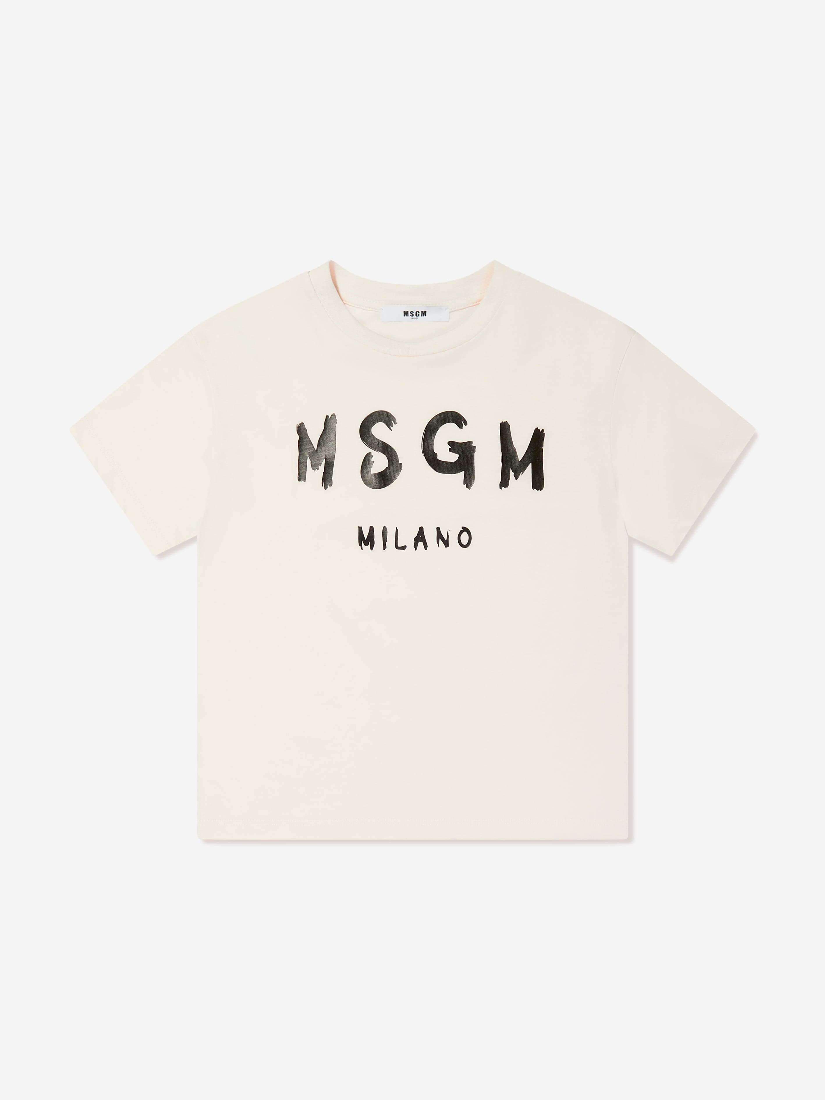 MSGM Kids Jersey Logo T-Shirt in Ivory