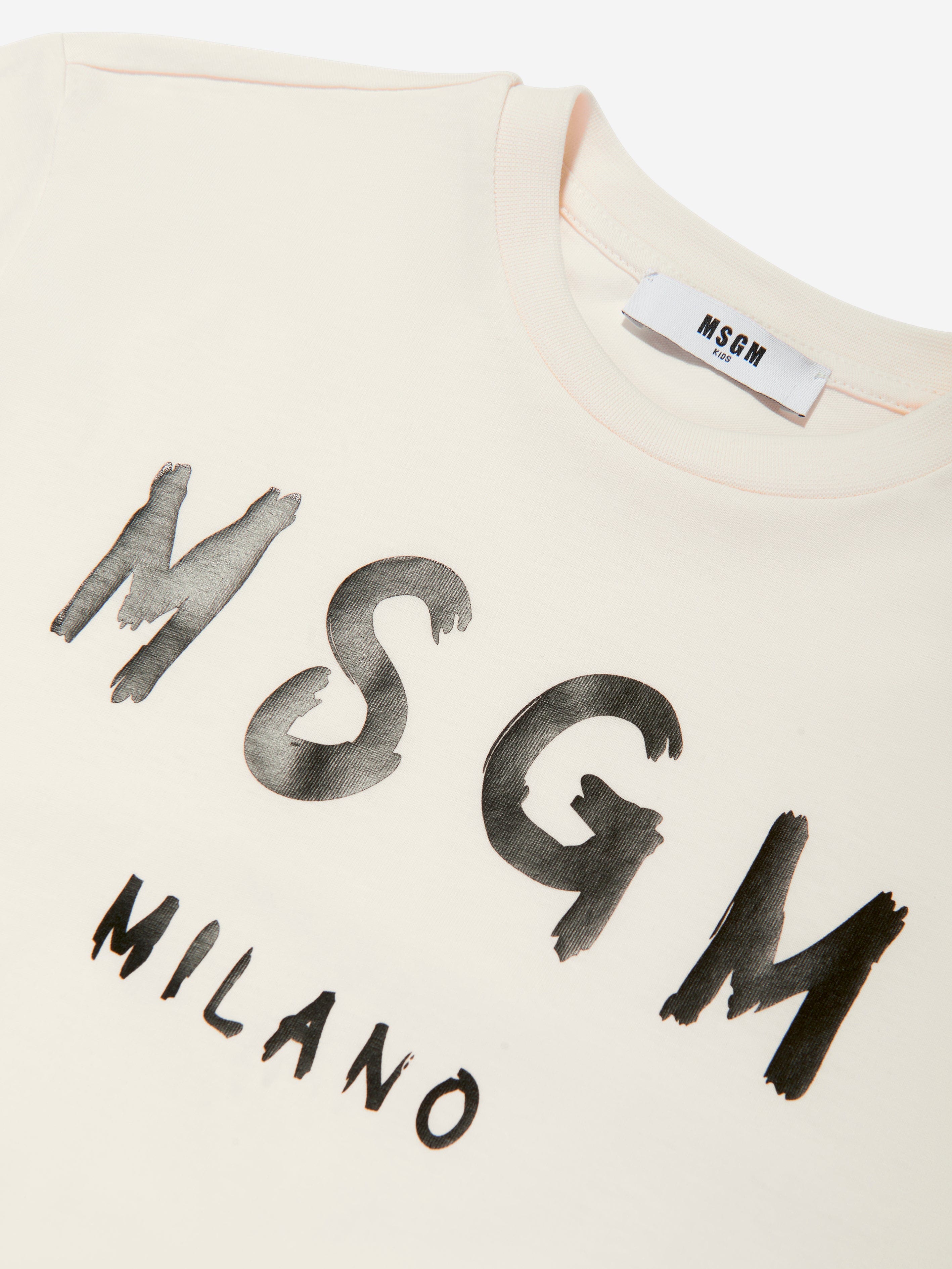 MSGM Kids Jersey Logo T-Shirt in Ivory