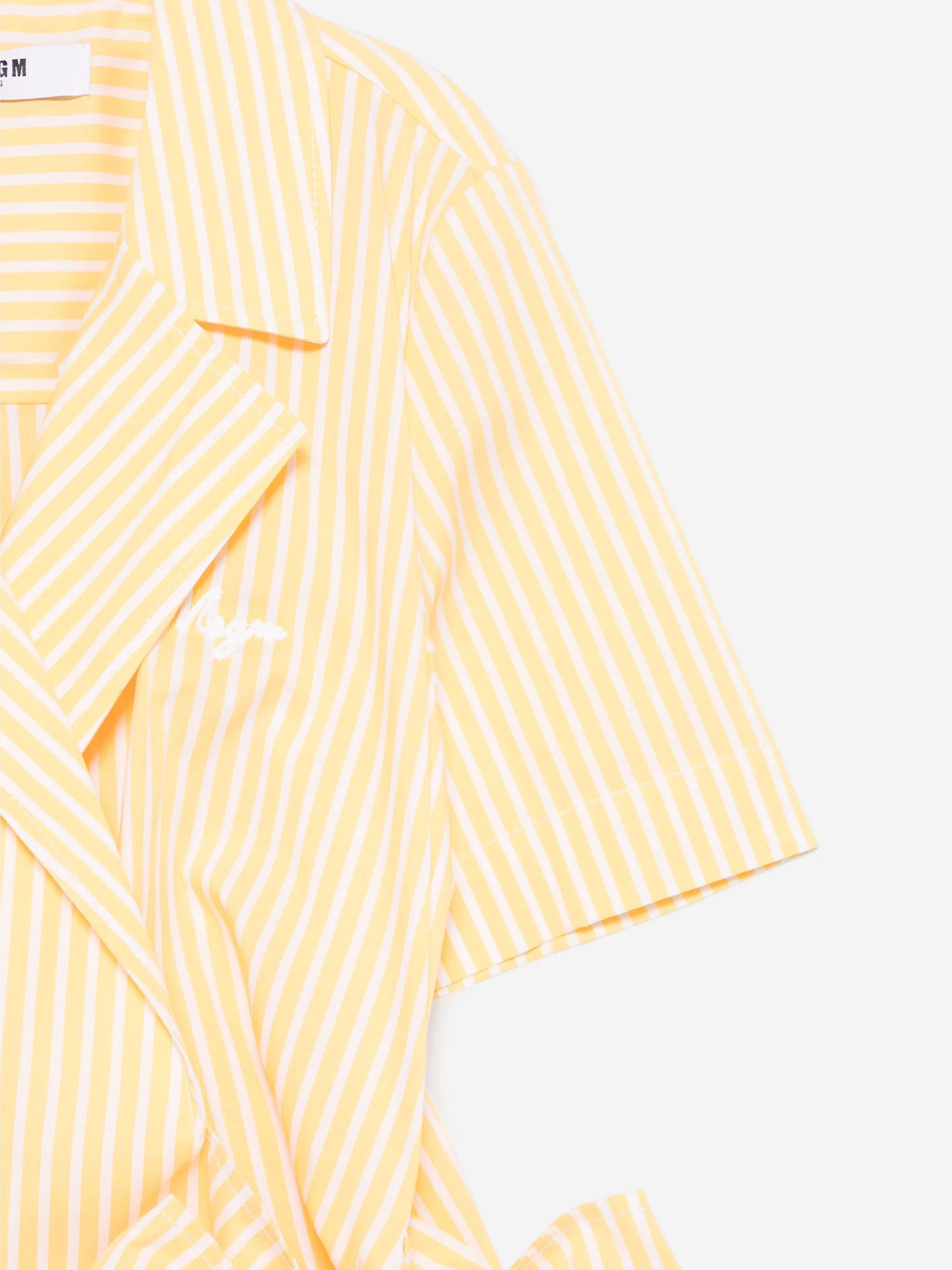 MSGM Girls Poplin Shirt Dress in Yellow