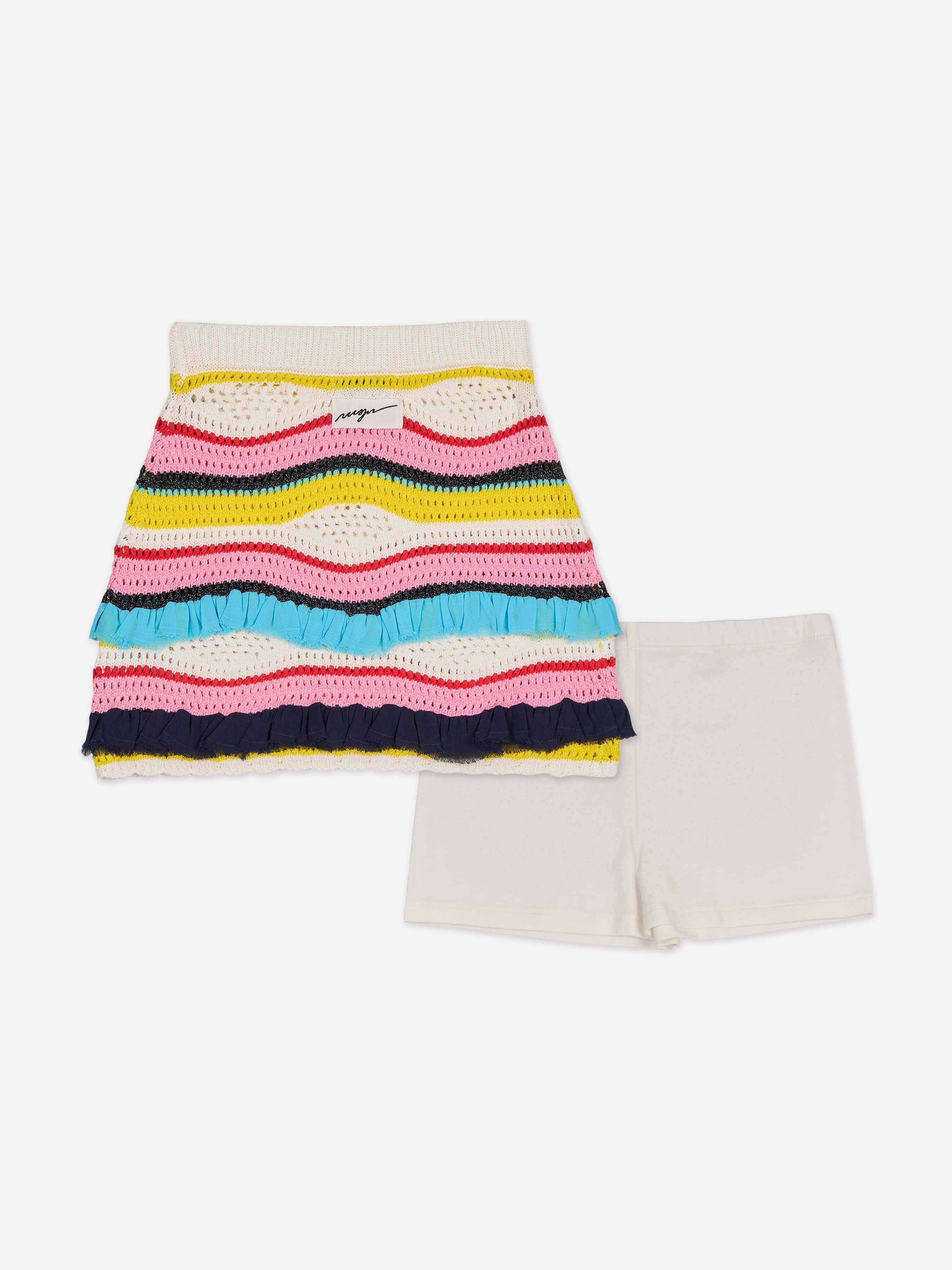 MSGM Girls Knitted Skirt in Multicolour