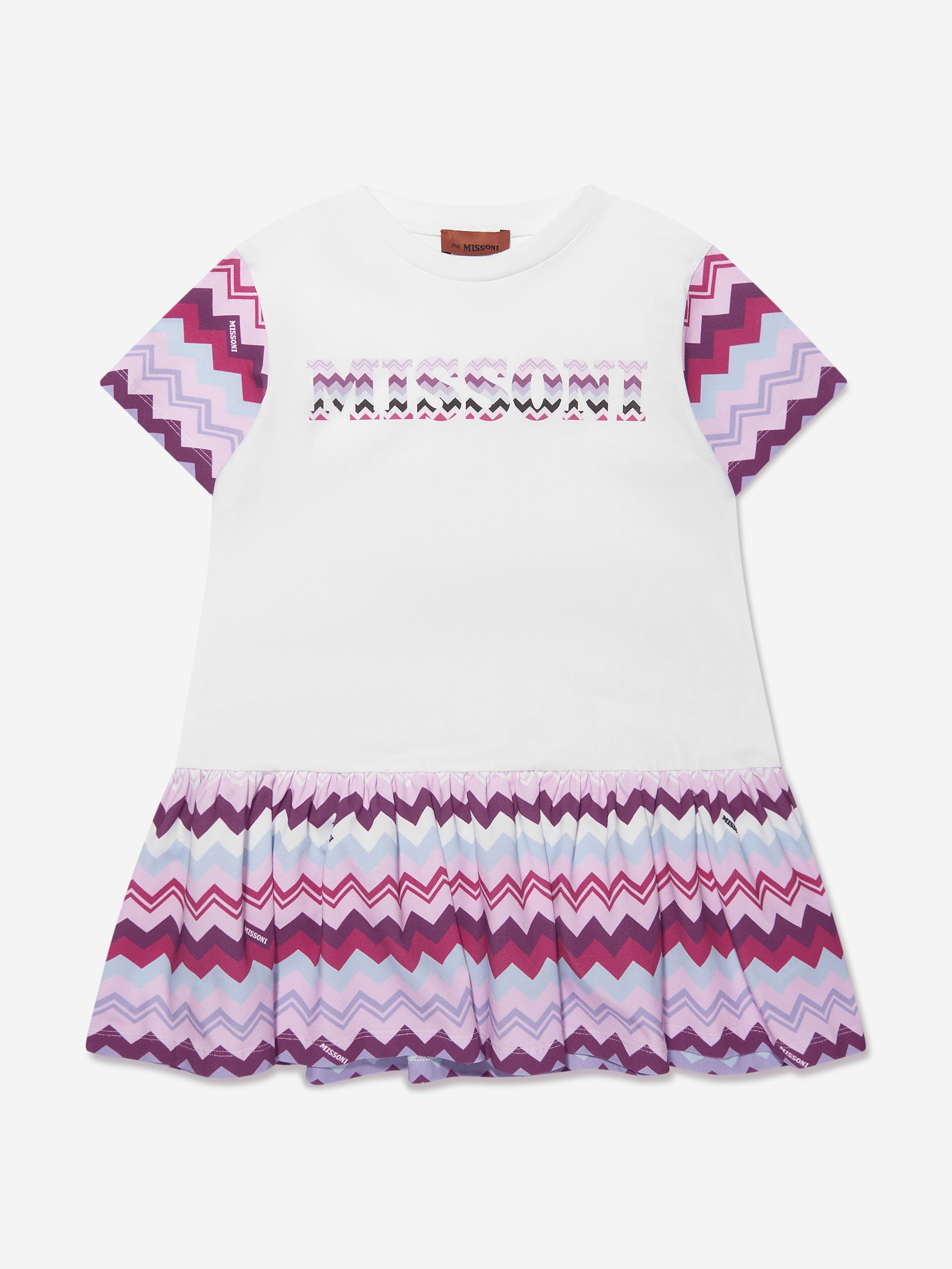 Missoni Girls Zigzag Jersey Dress in White