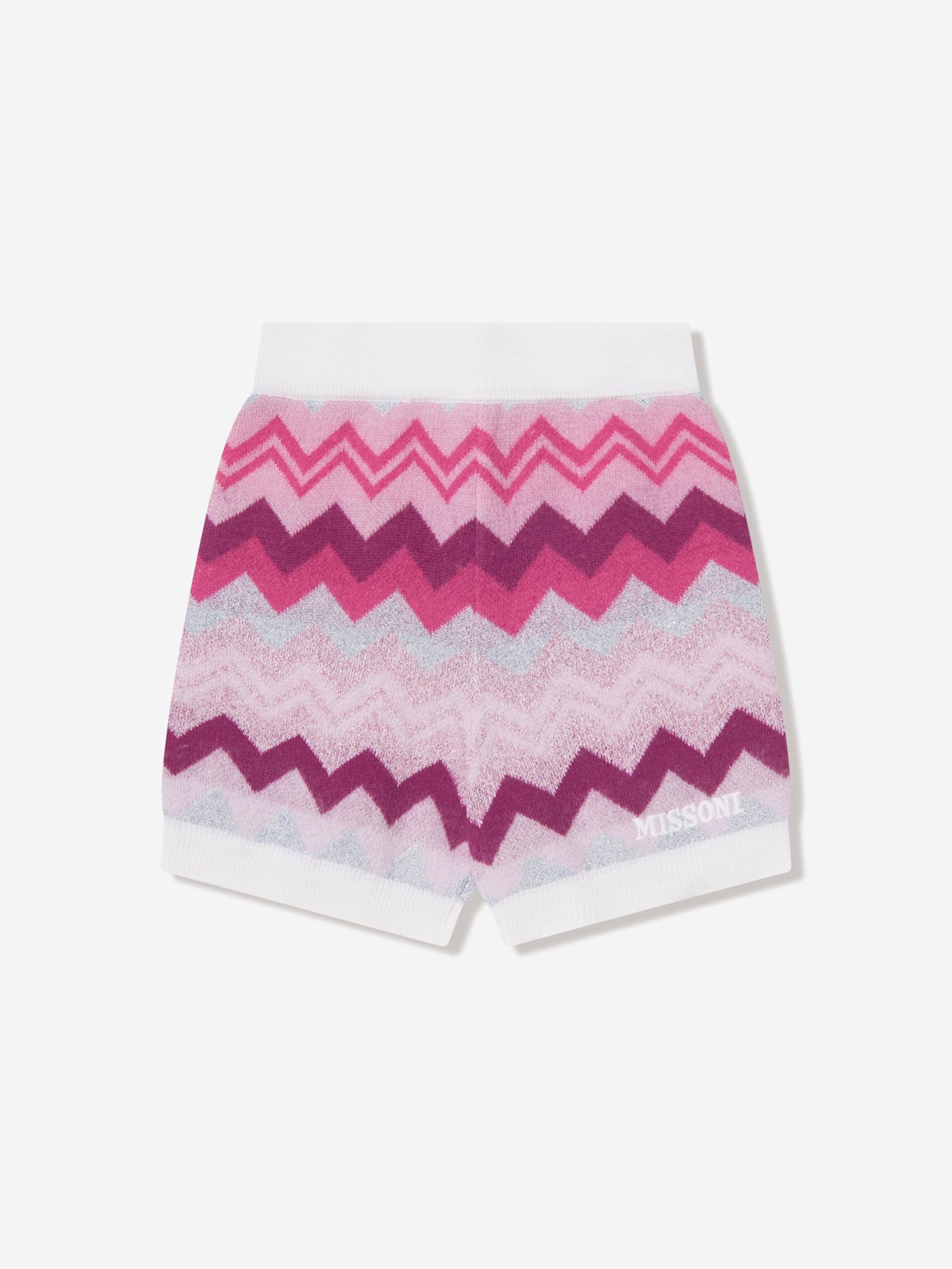 Missoni Girls Zigzag Knitted Shorts in Pink