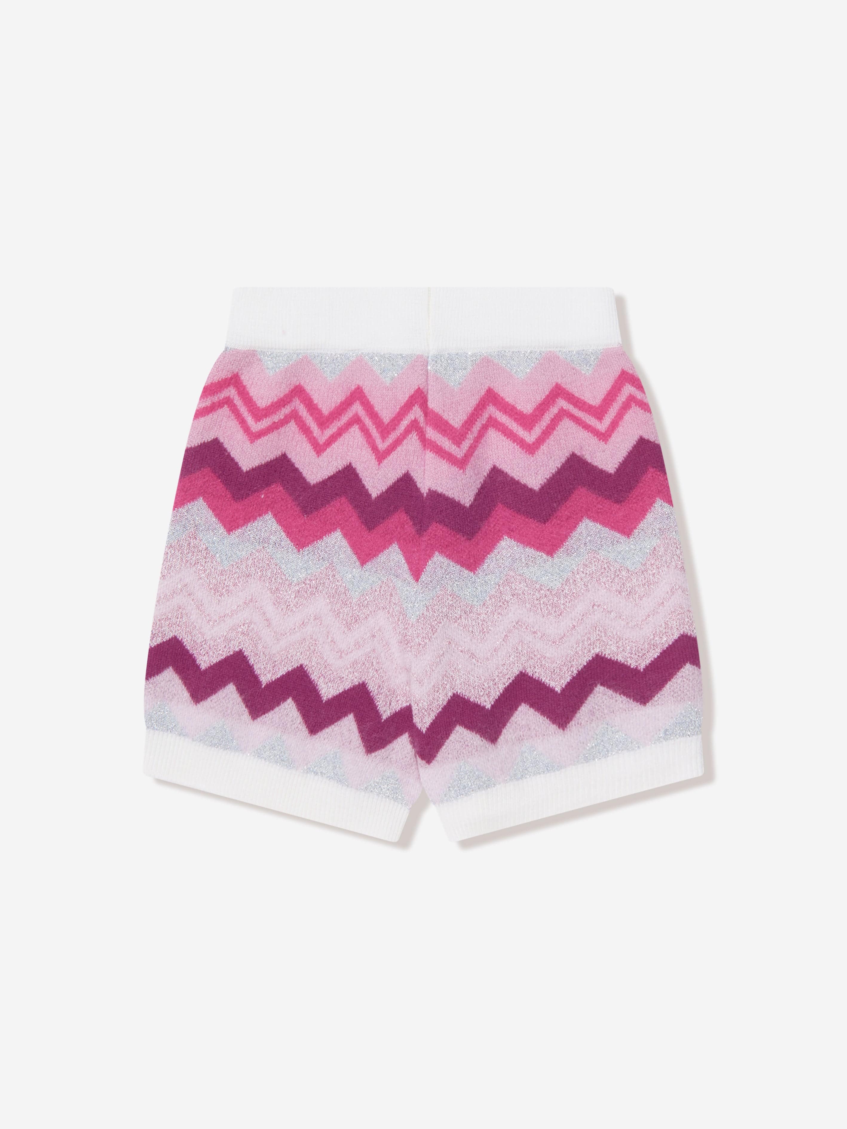 Missoni Girls Zigzag Knitted Shorts in Pink