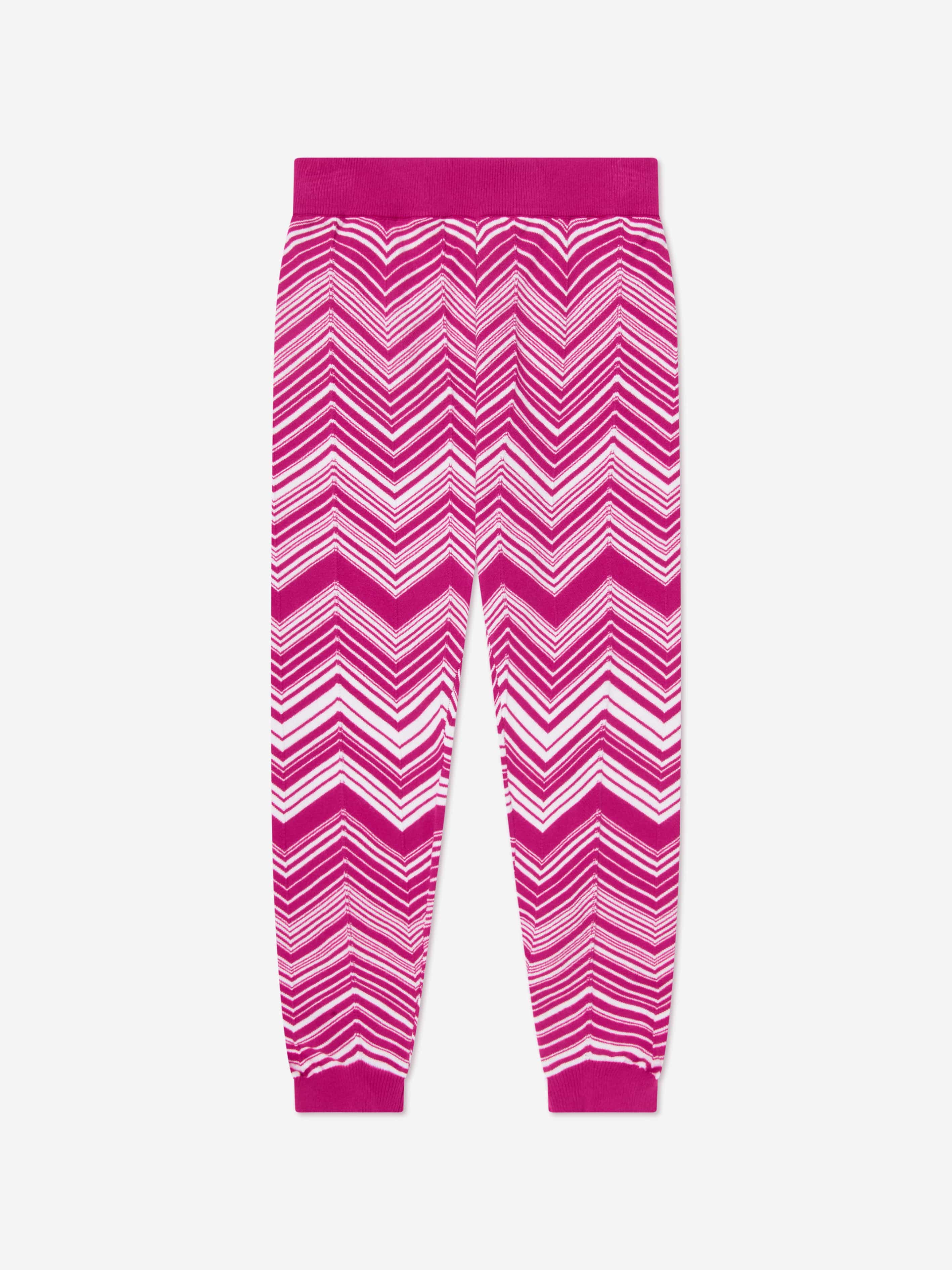 Missoni Girls Zigzag Knitted Leggings in Pink