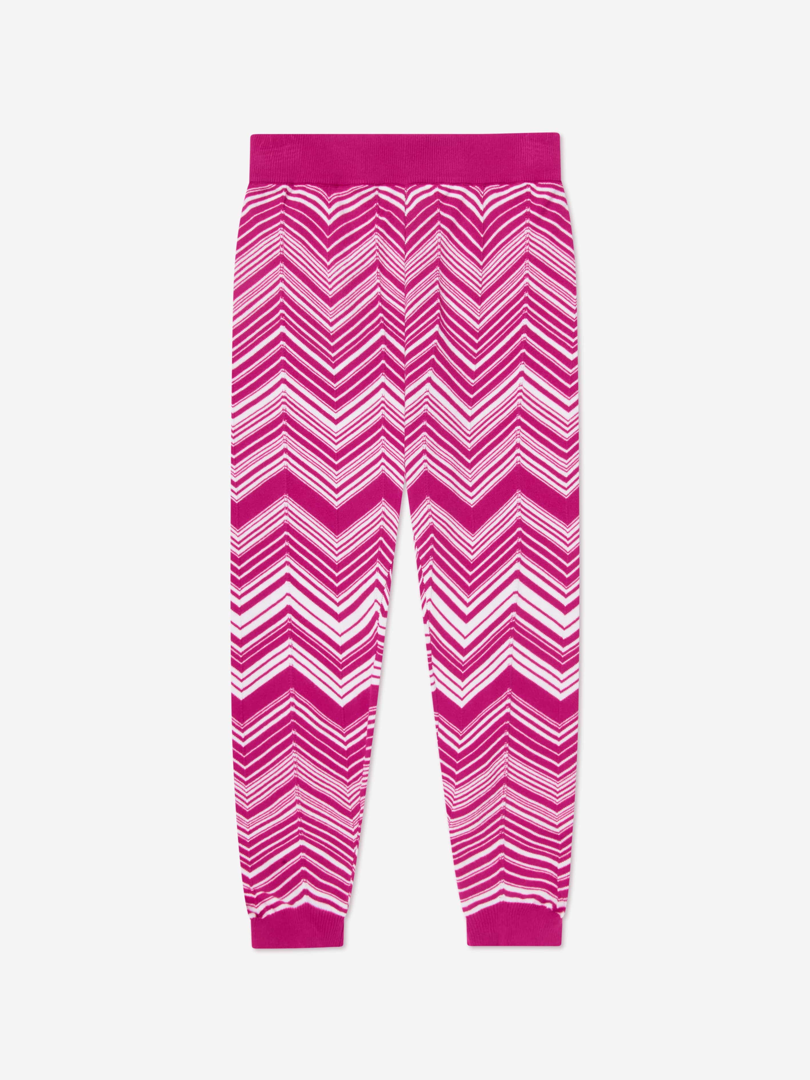 Missoni Girls Zigzag Knitted Leggings in Pink