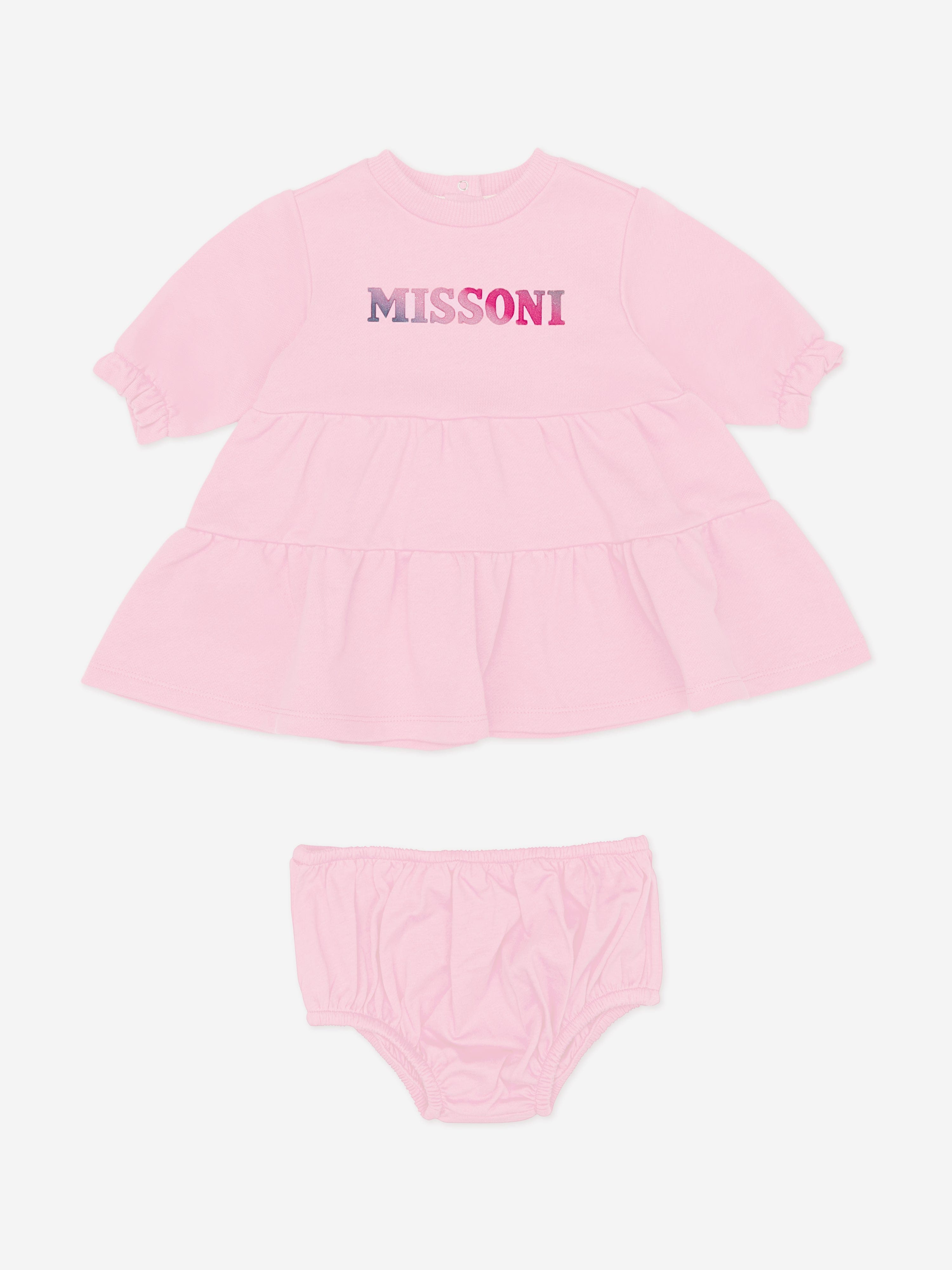 Missoni Baby Girls Jersey Dress With Knickers in Pink