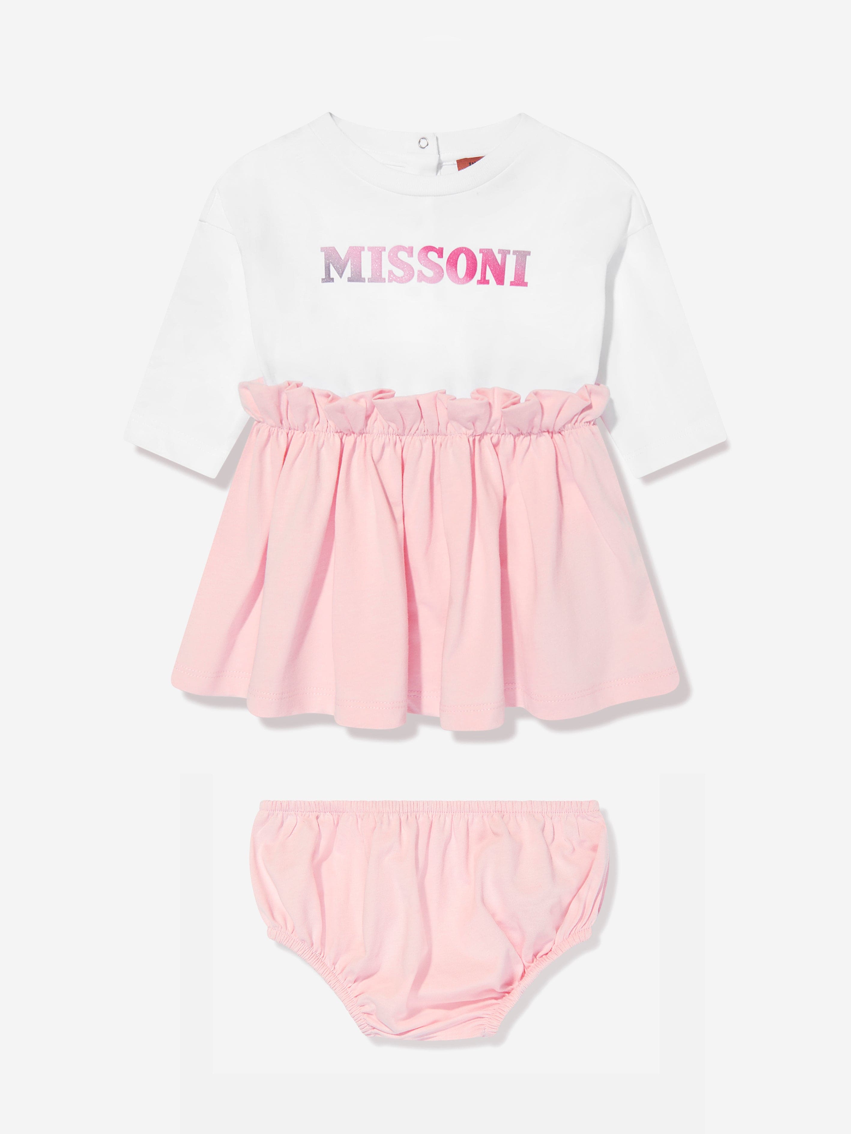 Missoni Baby Girls Jersey Dress With Knickers in Pink