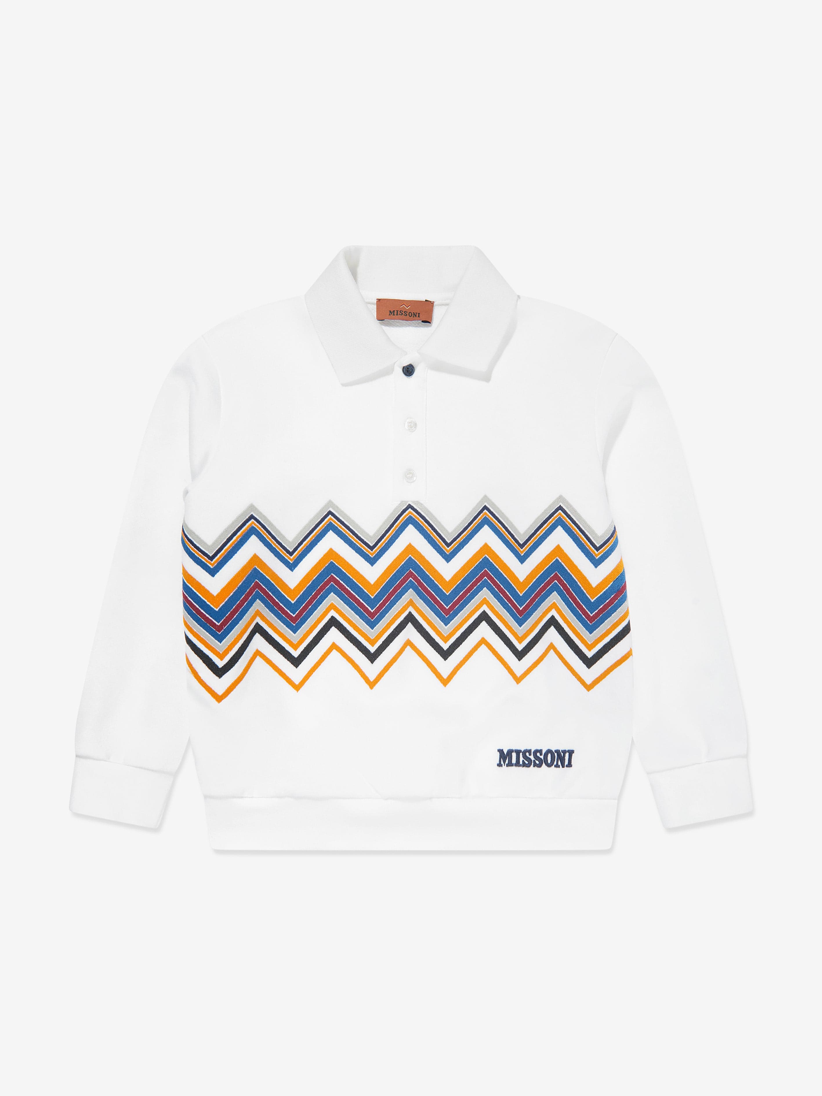 Missoni Boys Zigzag Collared Sweatshirt in White