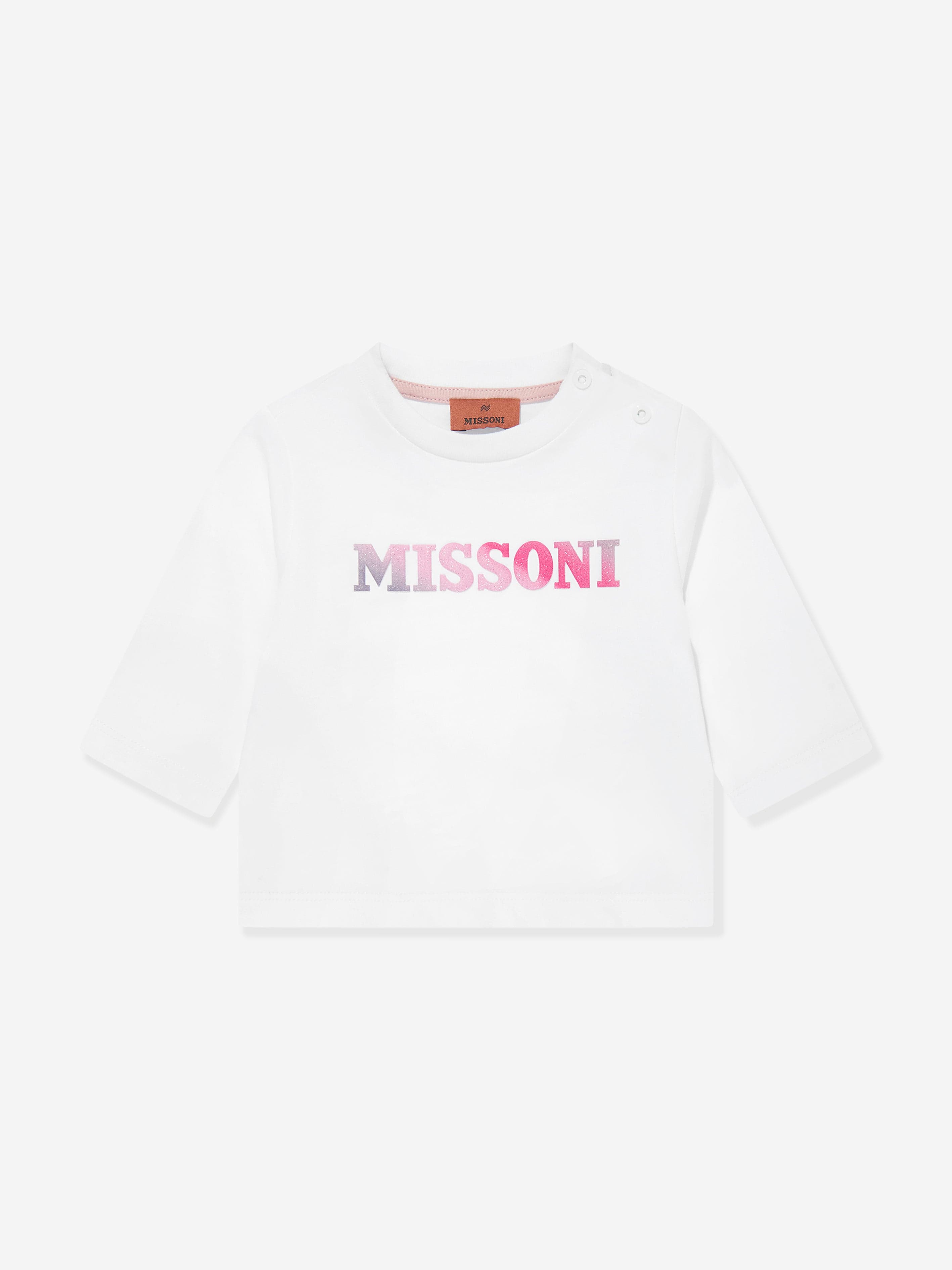 Missoni Baby Girls Long Sleeve Logo T-Shirt in White