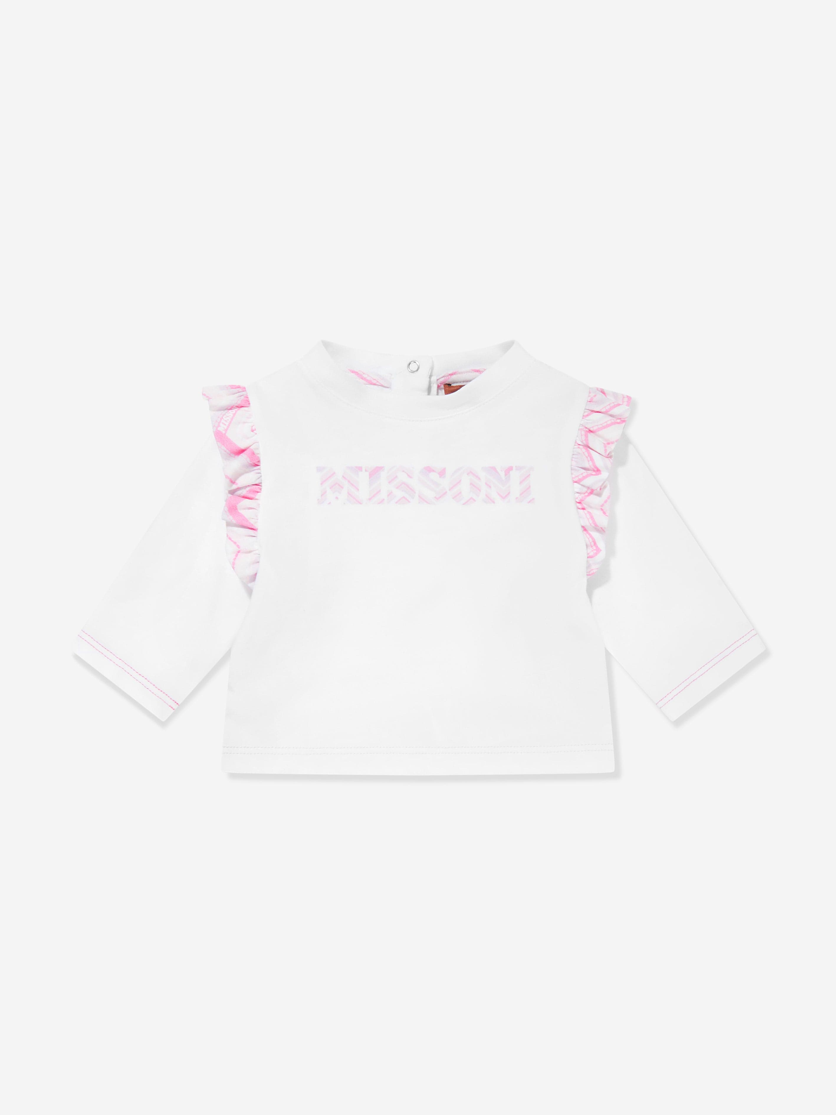 Missoni Baby Girls Long Sleeve Logo T-Shirt in White