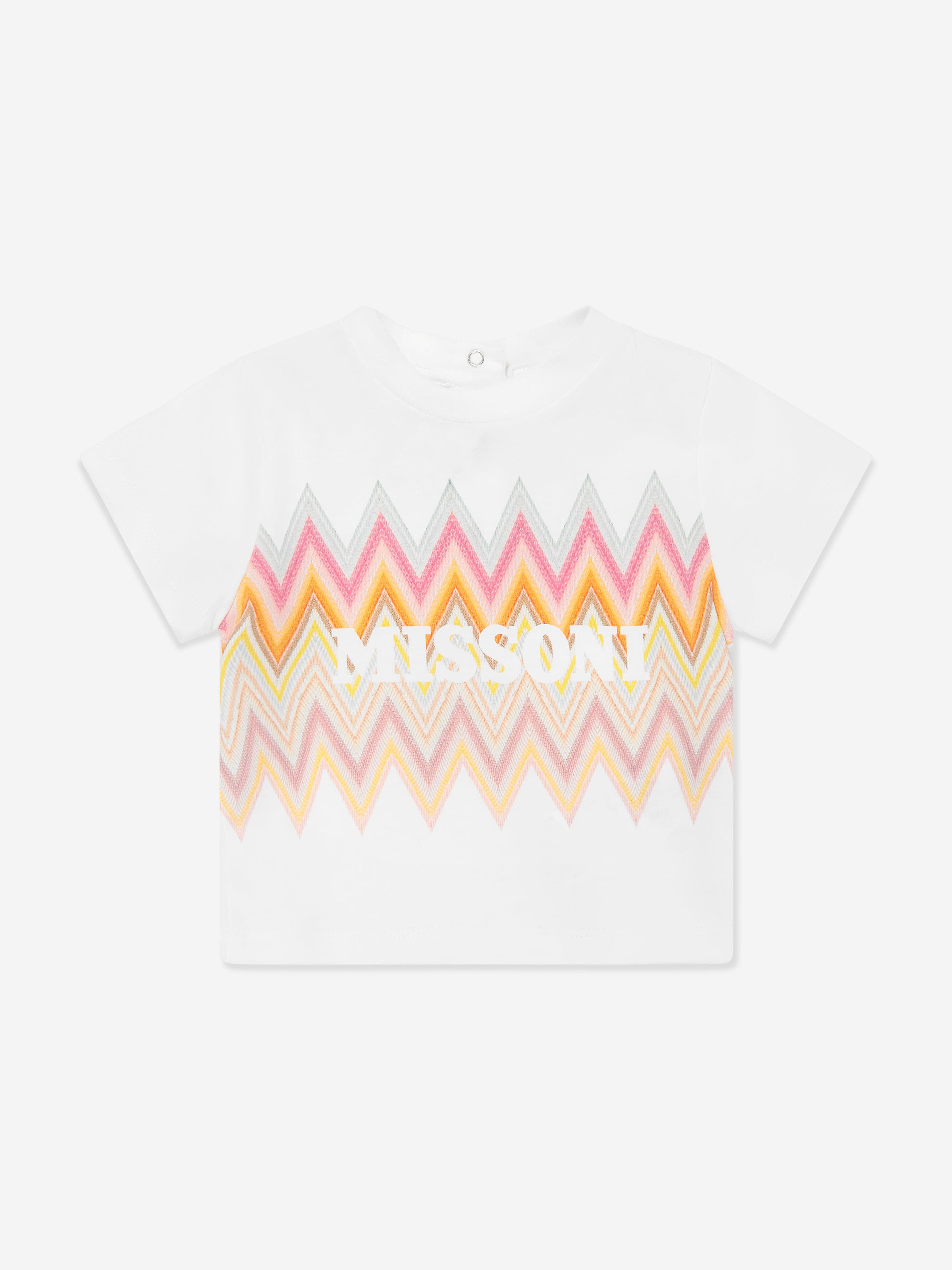 Missoni Baby Girls Zigzag Logo T-Shirt in Ivory