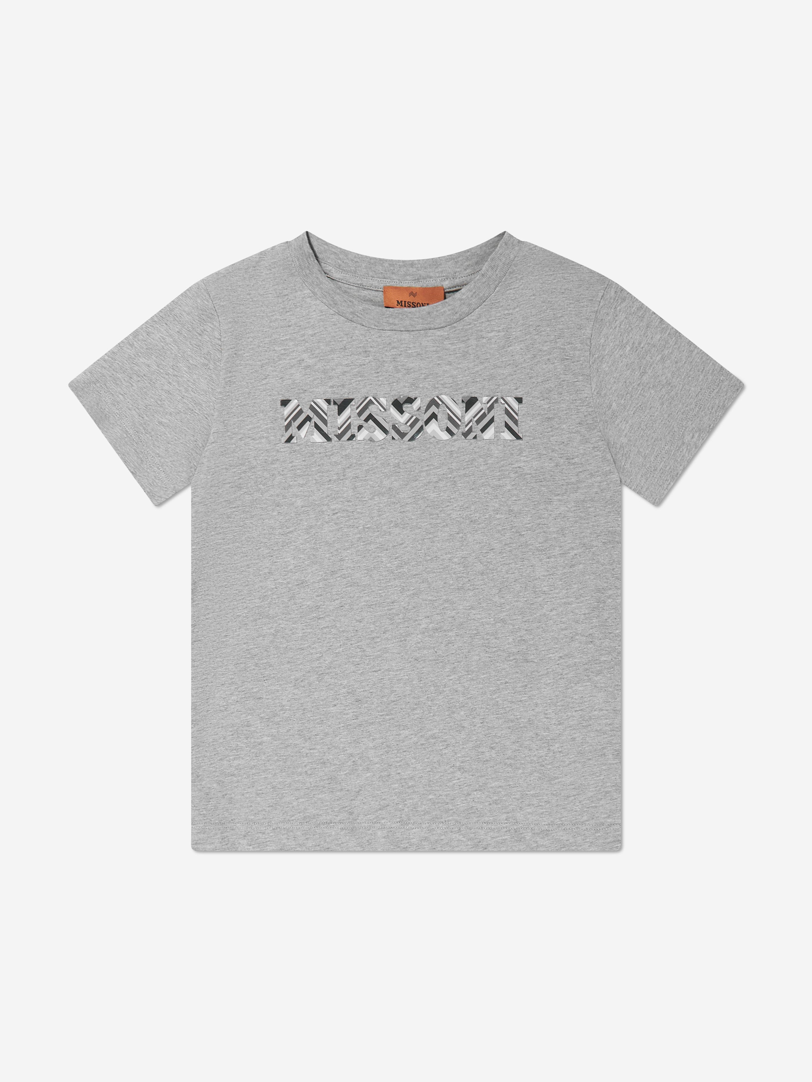 Missoni Boys Zigzag Logo T-Shirt in Grey