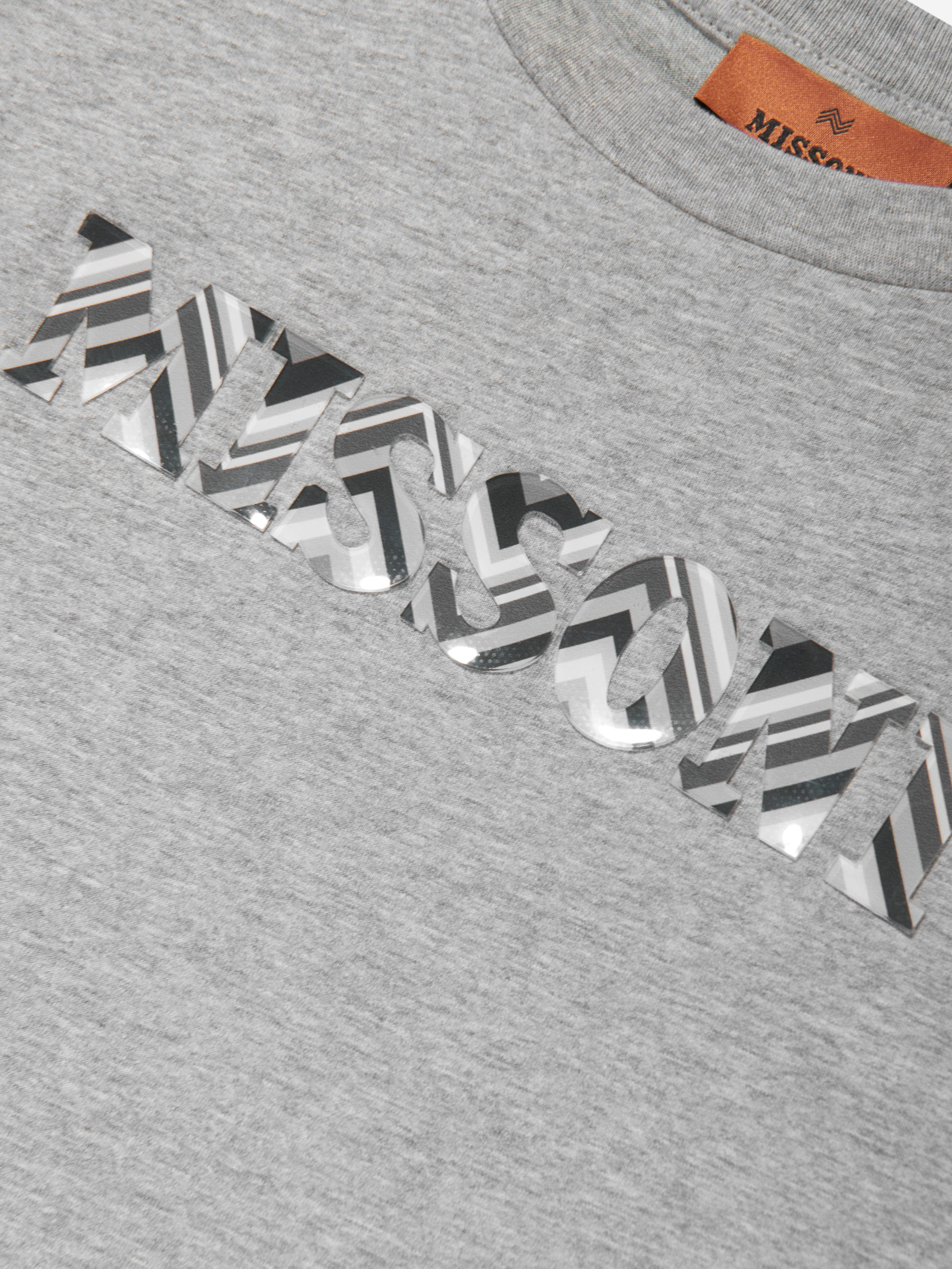 Missoni Boys Zigzag Logo T-Shirt in Grey