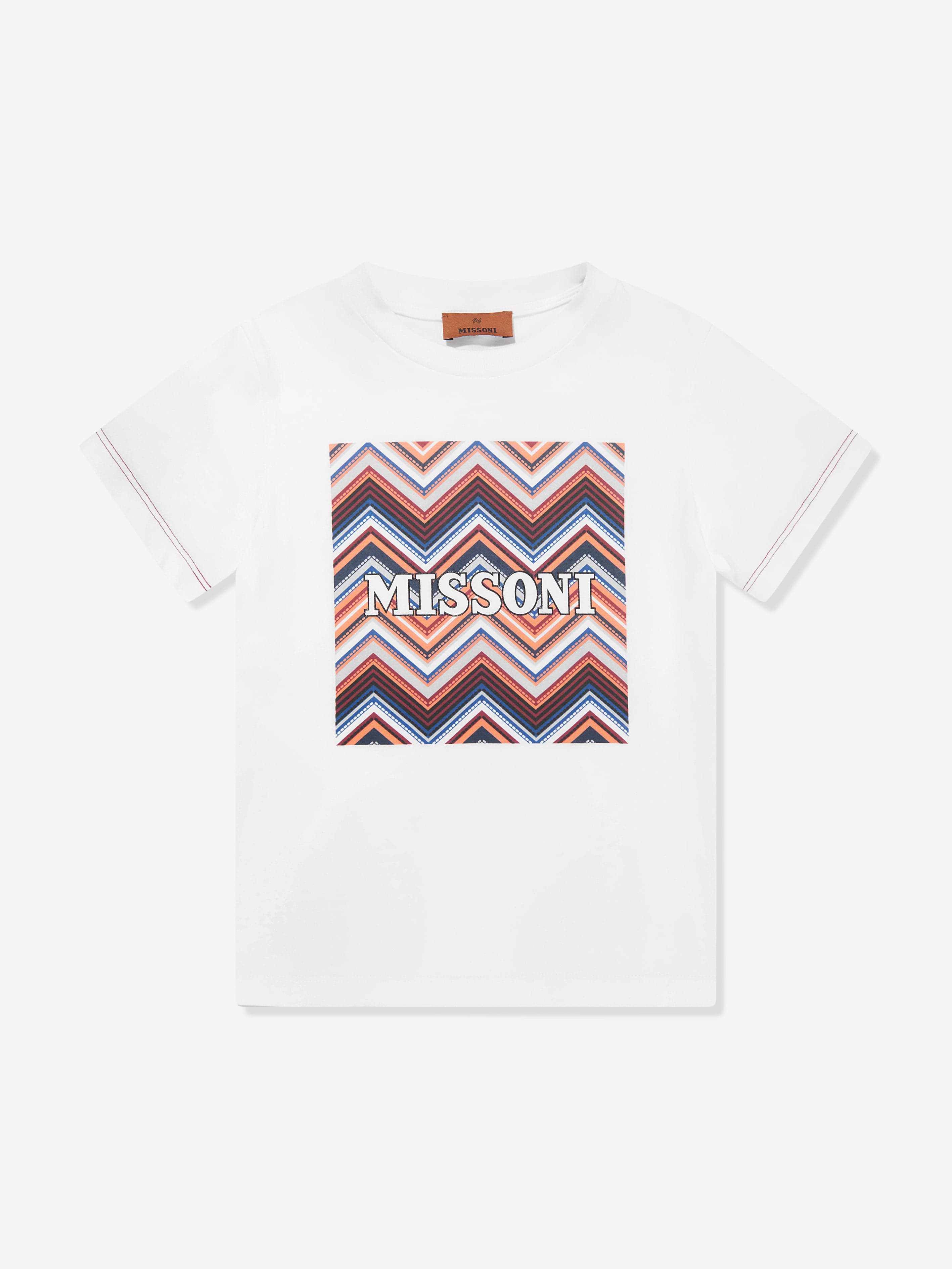 Missoni Boys Zigzag Logo T-Shirt in White