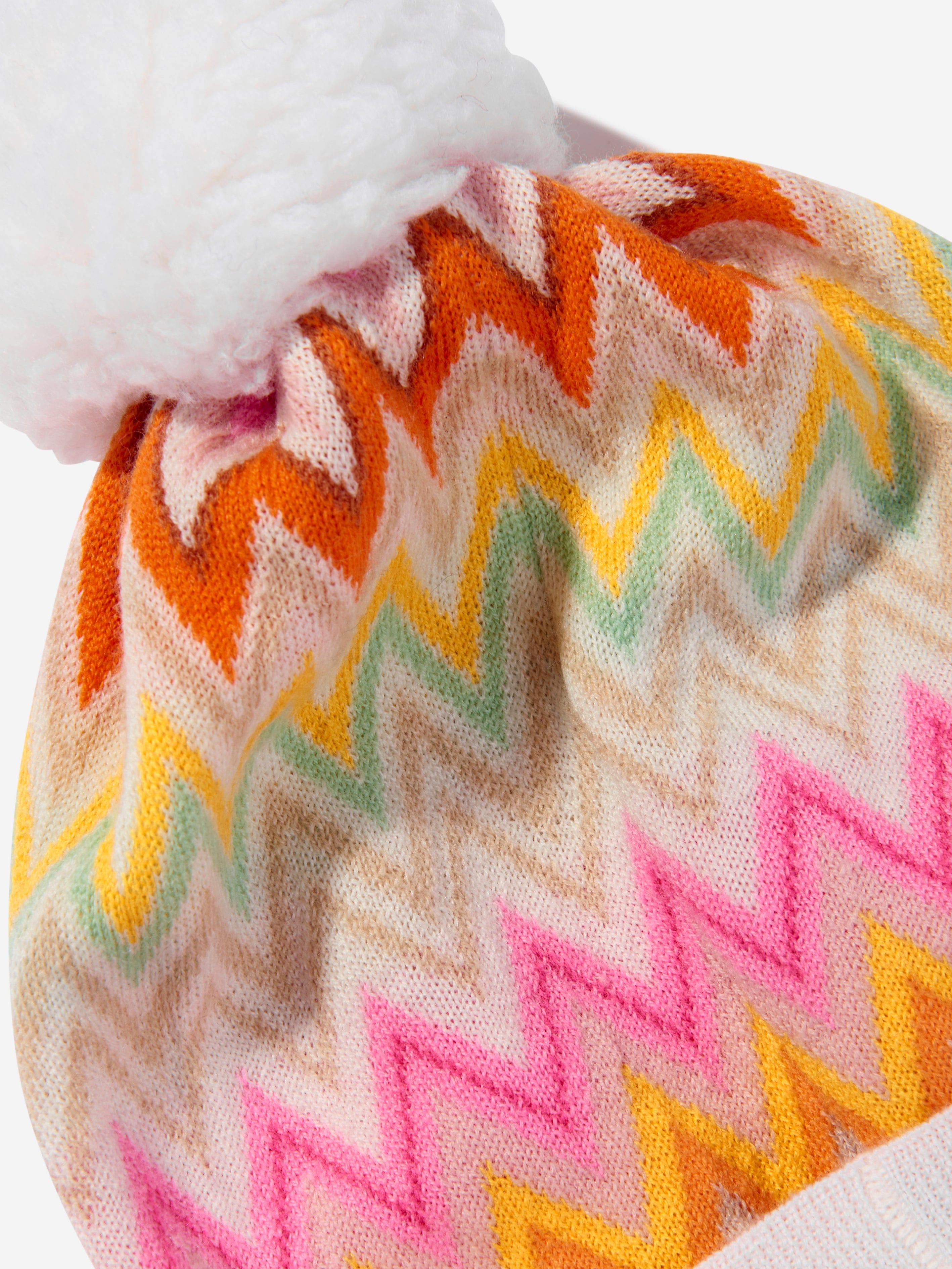 Missoni Girls Zigzag Bobble Hat in Multicolour