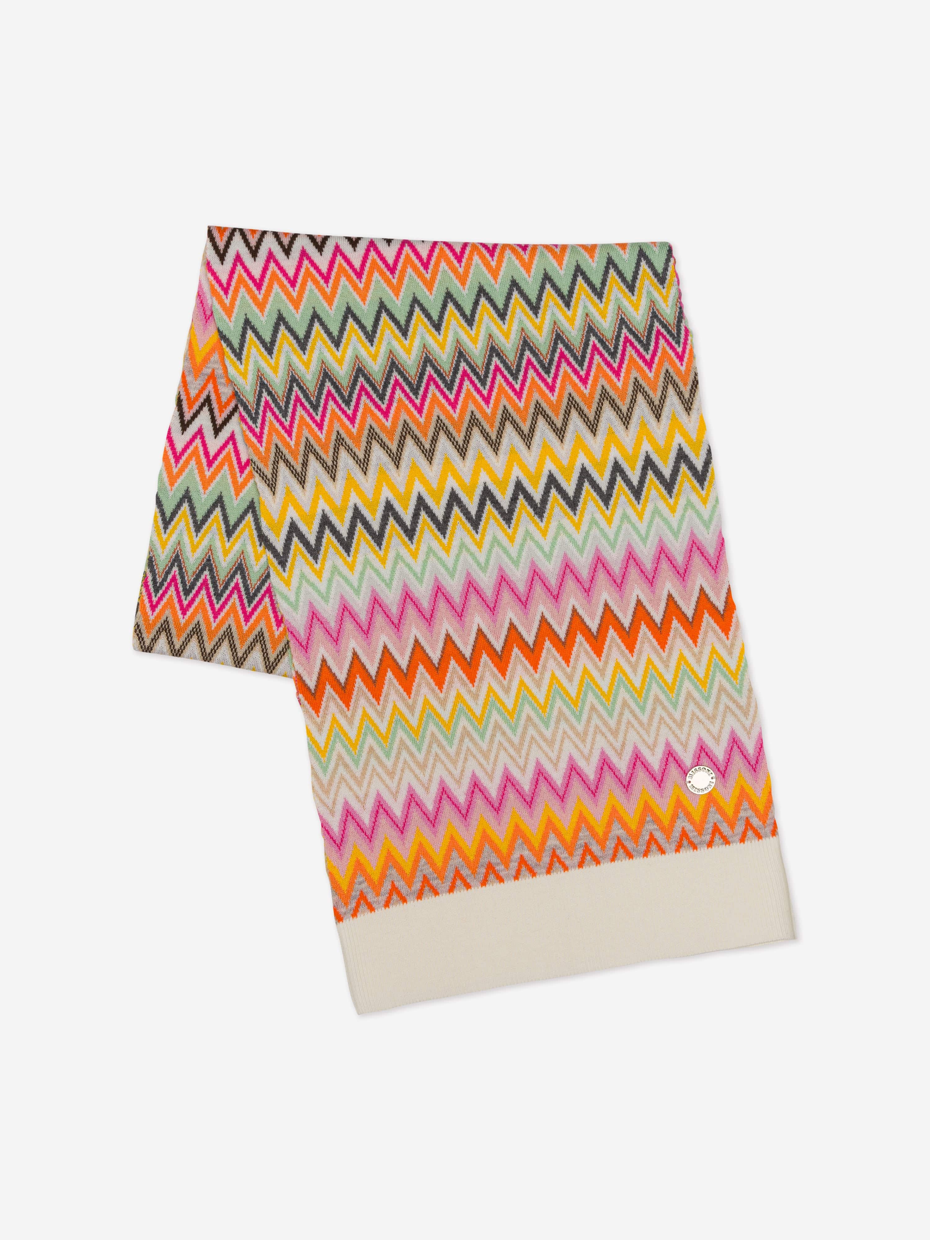 Missoni Girls Zigzag Wool Scarf in Multicolour