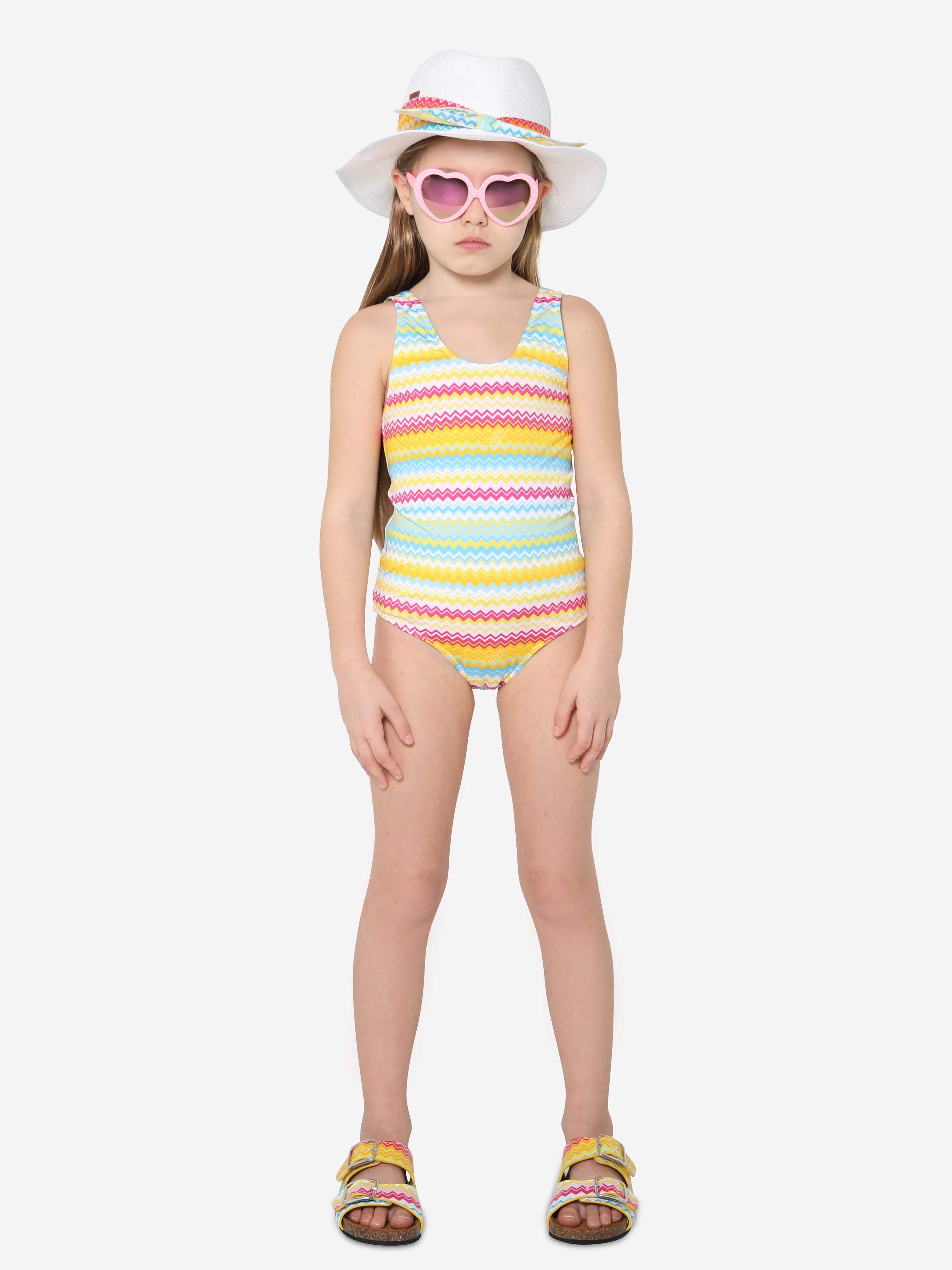 Missoni Girls Zig Zag Swimsuit in Multicolour