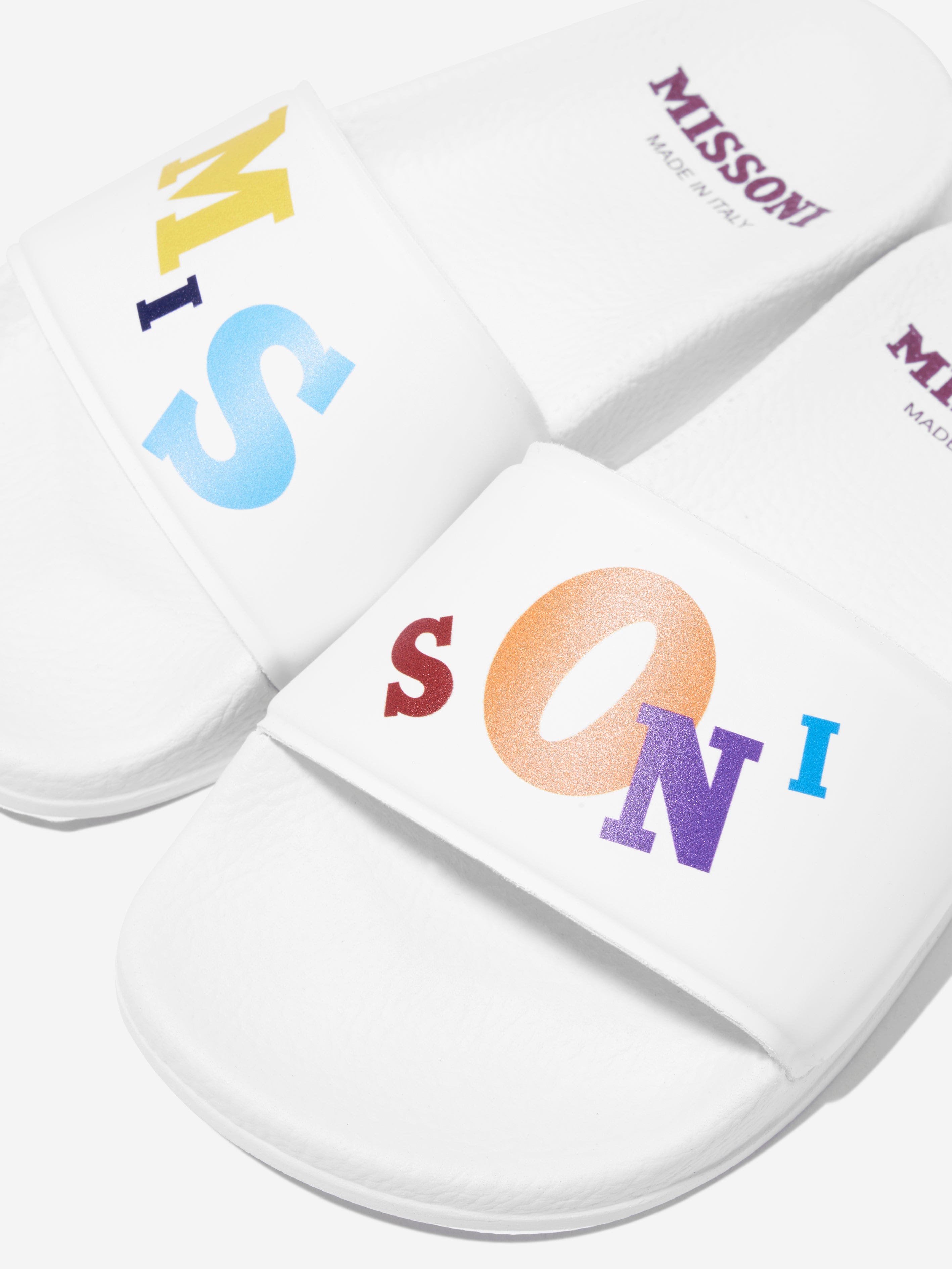 Missoni Kids Logo Sliders in White