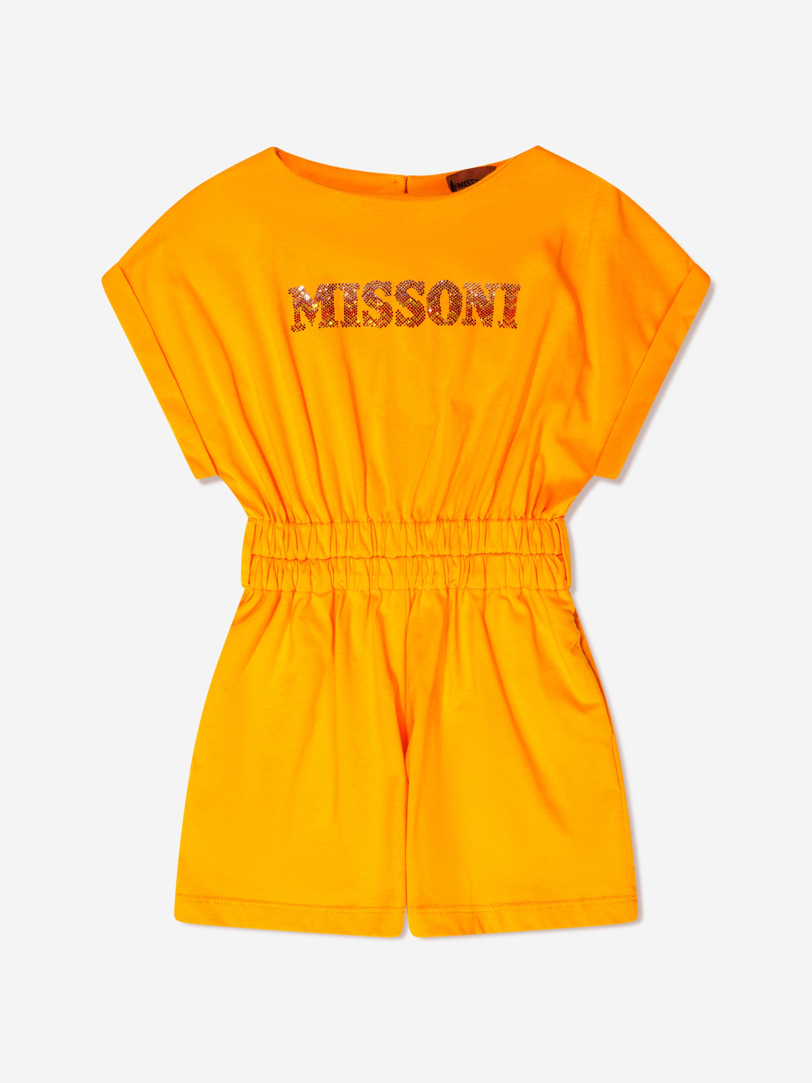 Missoni Girls Jersey Logo Playsuit in Mustard