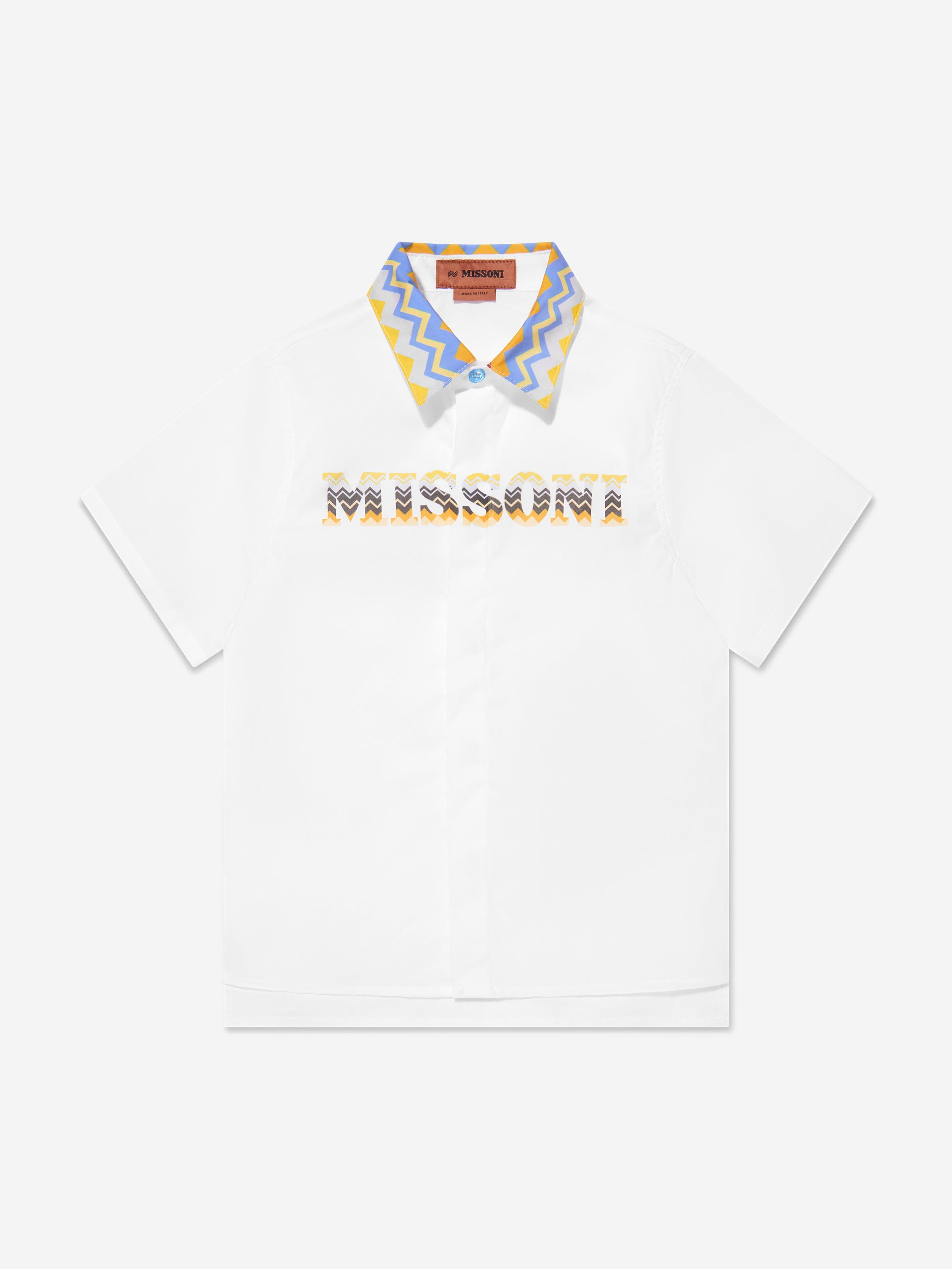 Missoni Boys Short Sleeve Logo Shirt in White