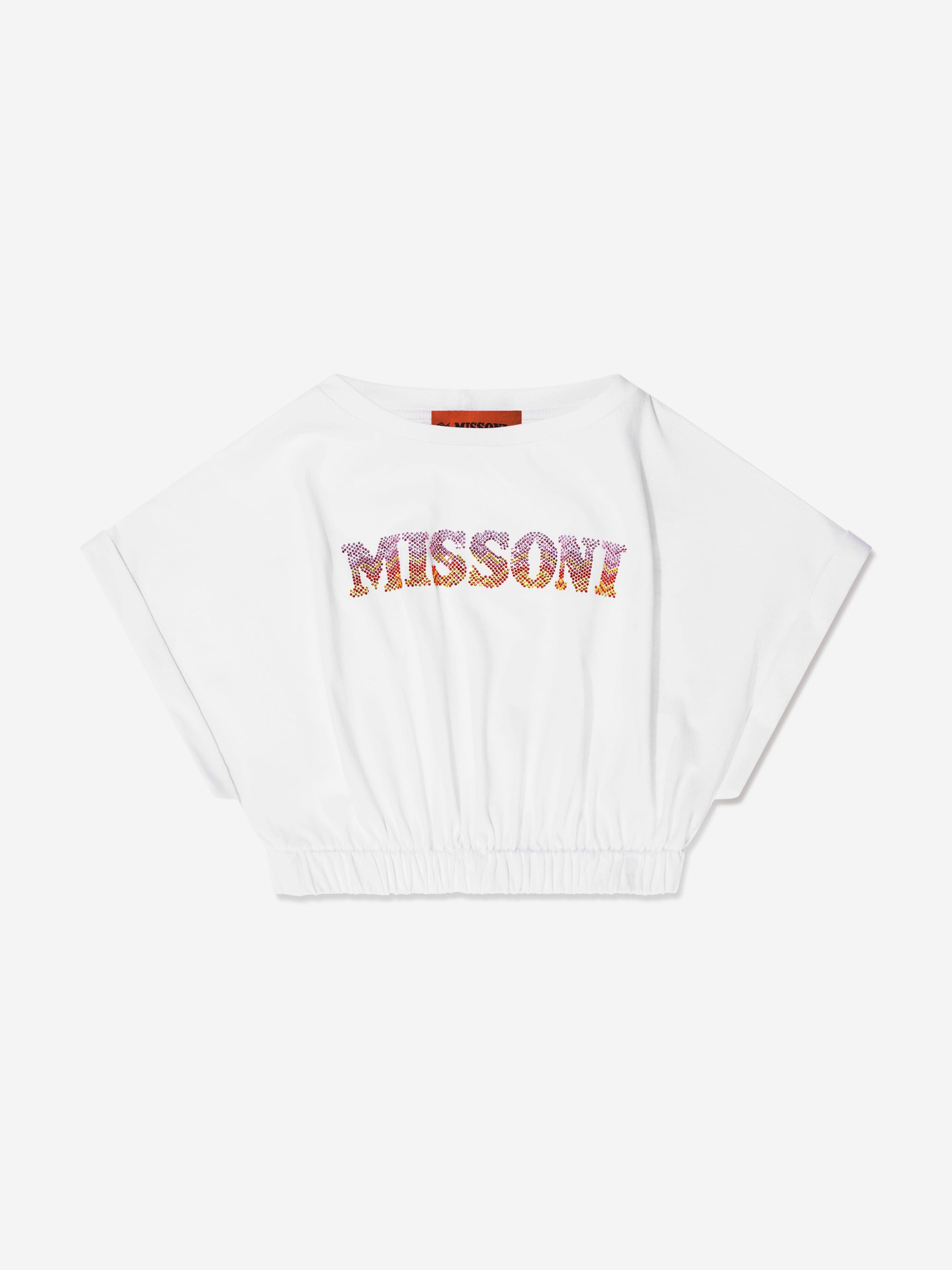 Missoni Girls Cropped Logo T-Shirt in White