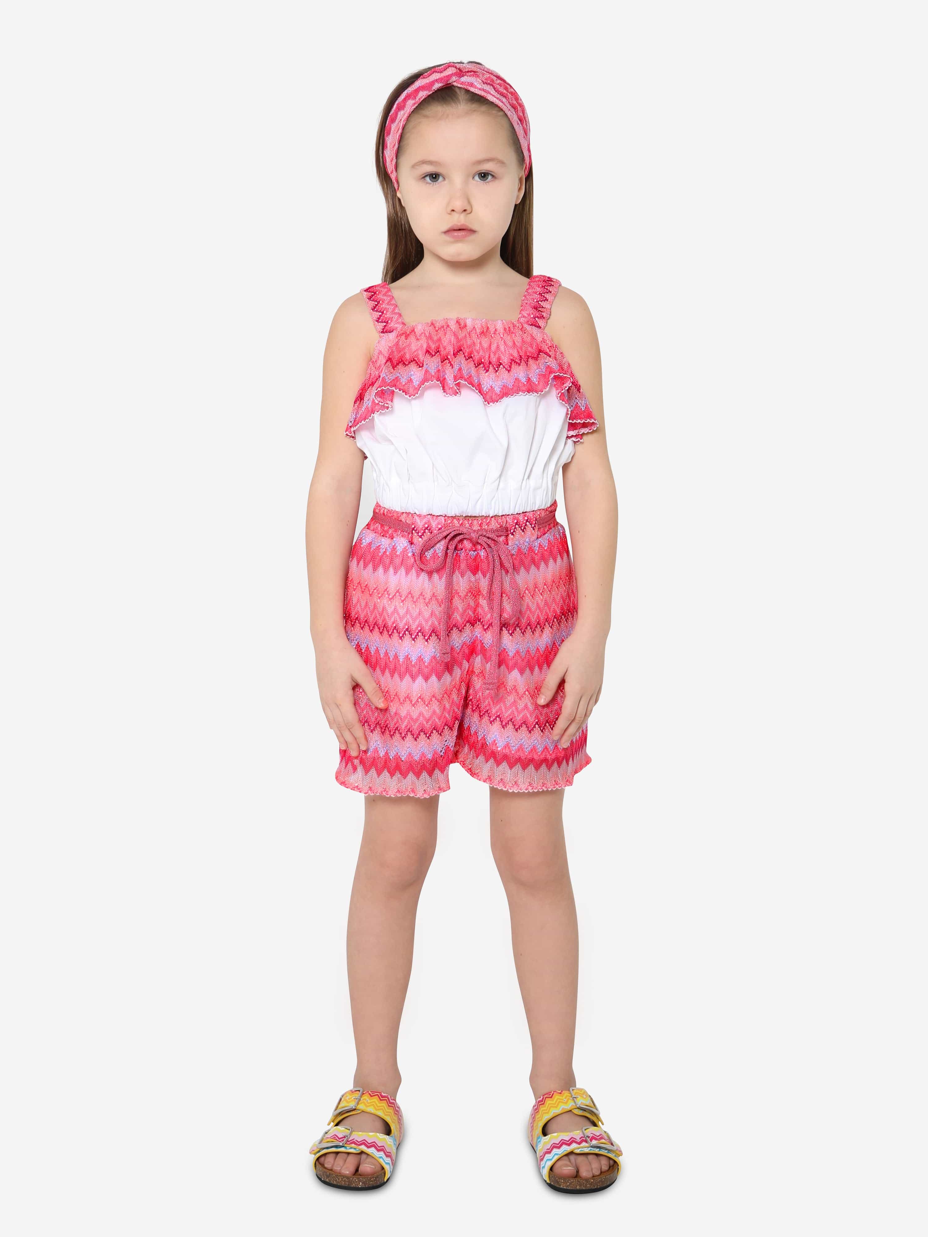 Missoni Girls Zig Zag Knit Shorts in Pink