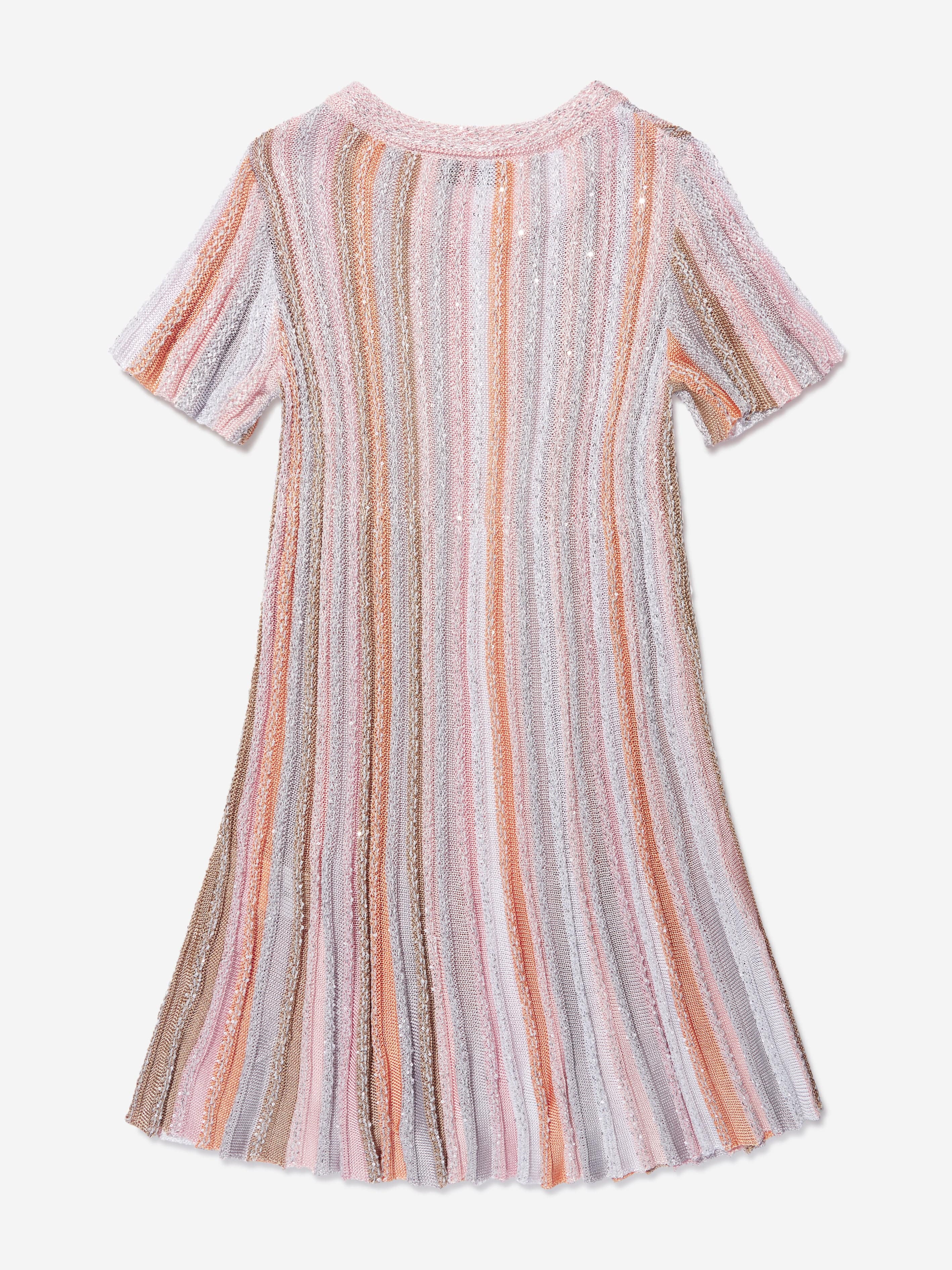 Missoni Girls Pleated Knit Dress in Multicolour