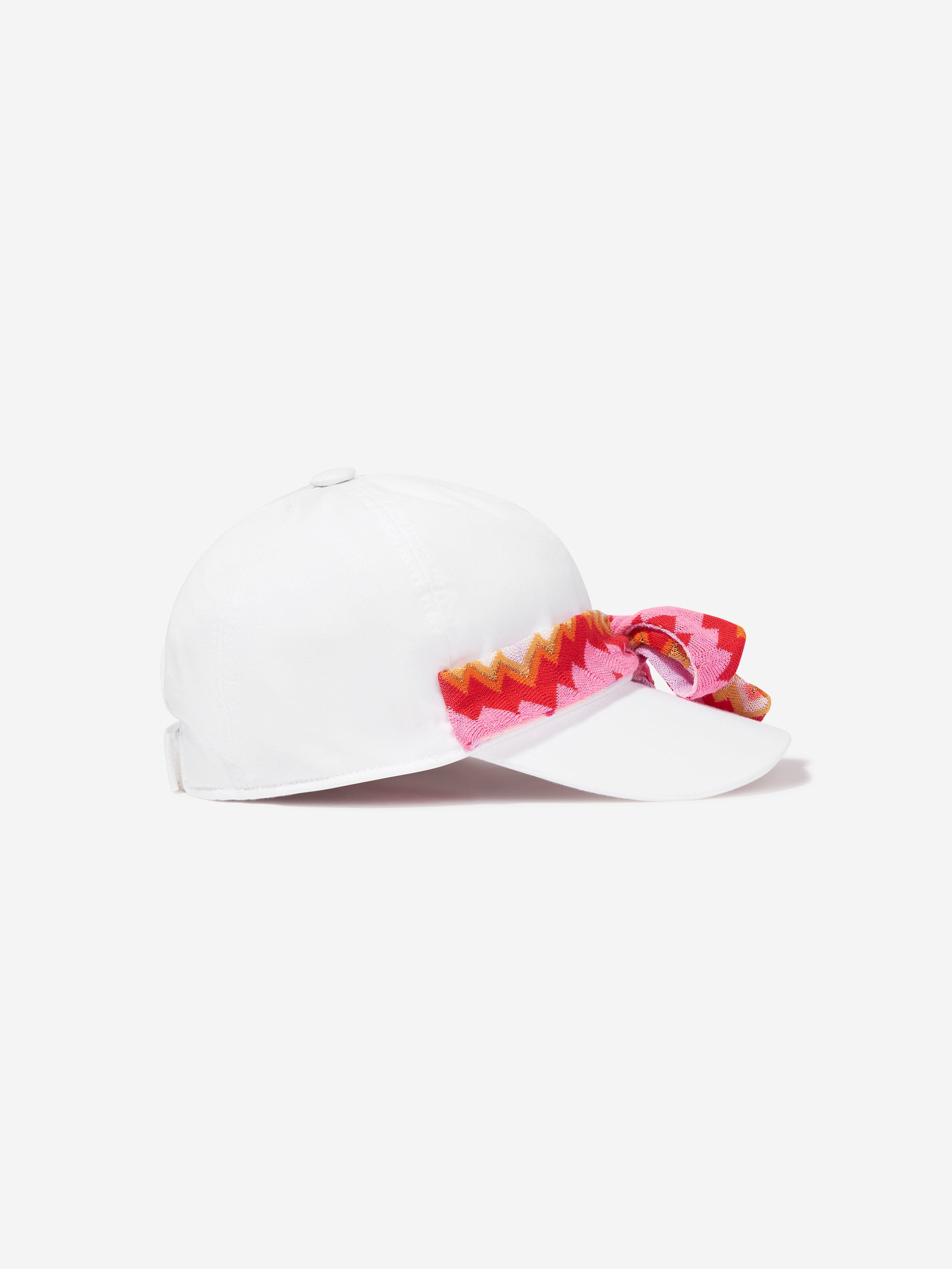 Missoni Girls Zigzag Bow Cap in White