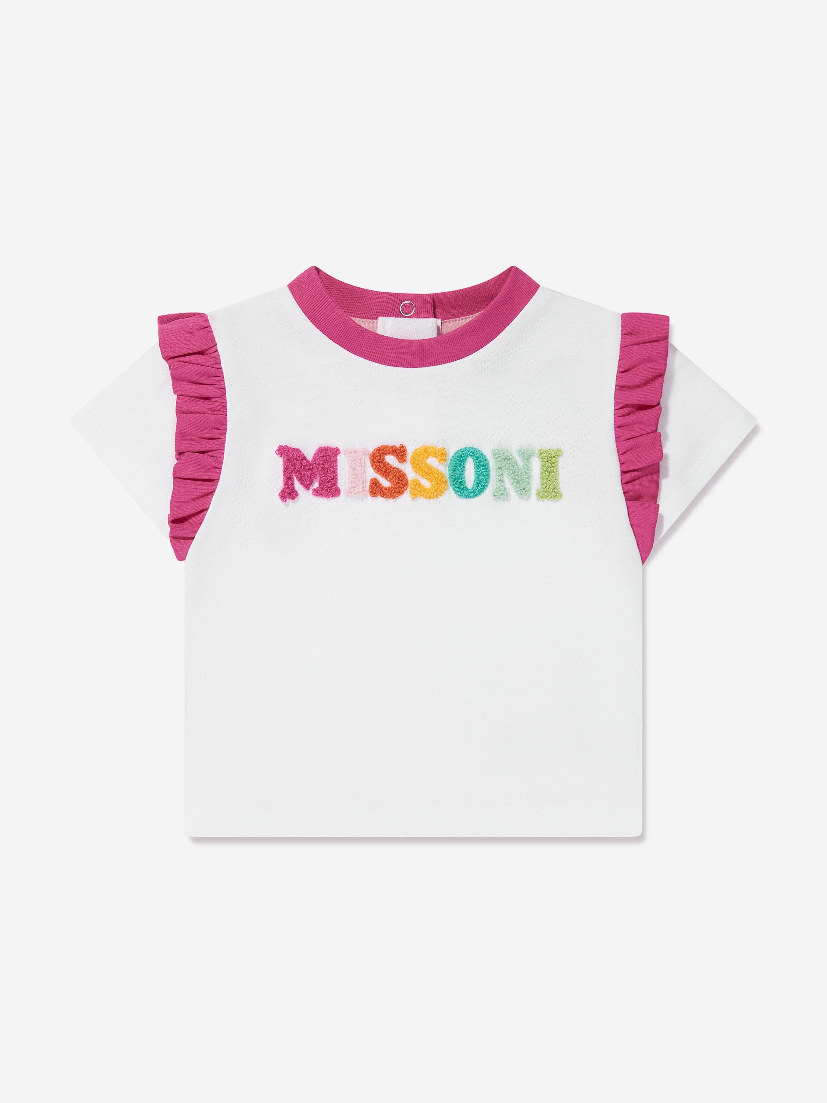 Missoni Baby Girls Logo Frill T-Shirt in White